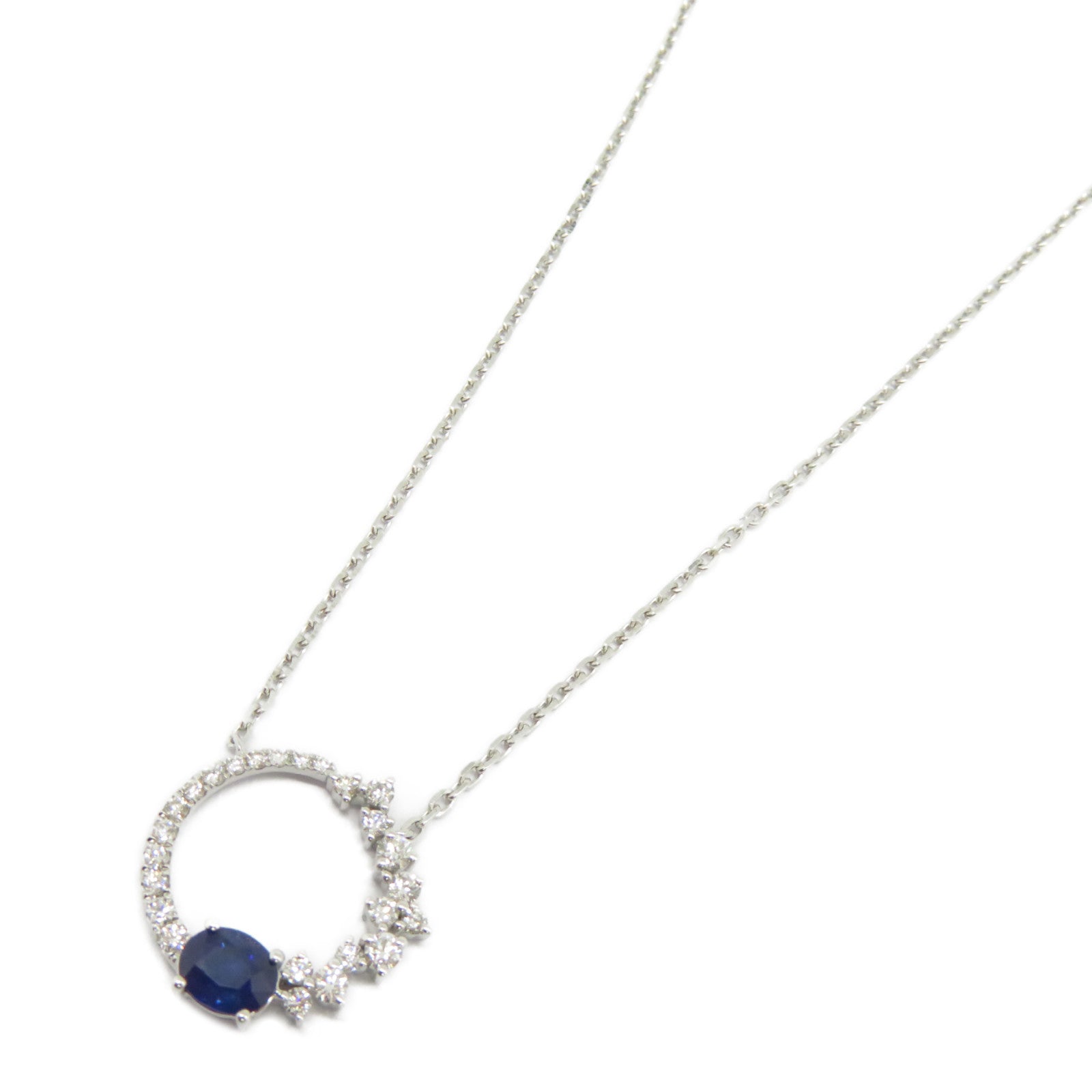 JEWELRY 【激減優惠】18K白金Sapphire Necklace 0.442ct藍寶石/0.27ct鑽石項鍊藍色/銀色