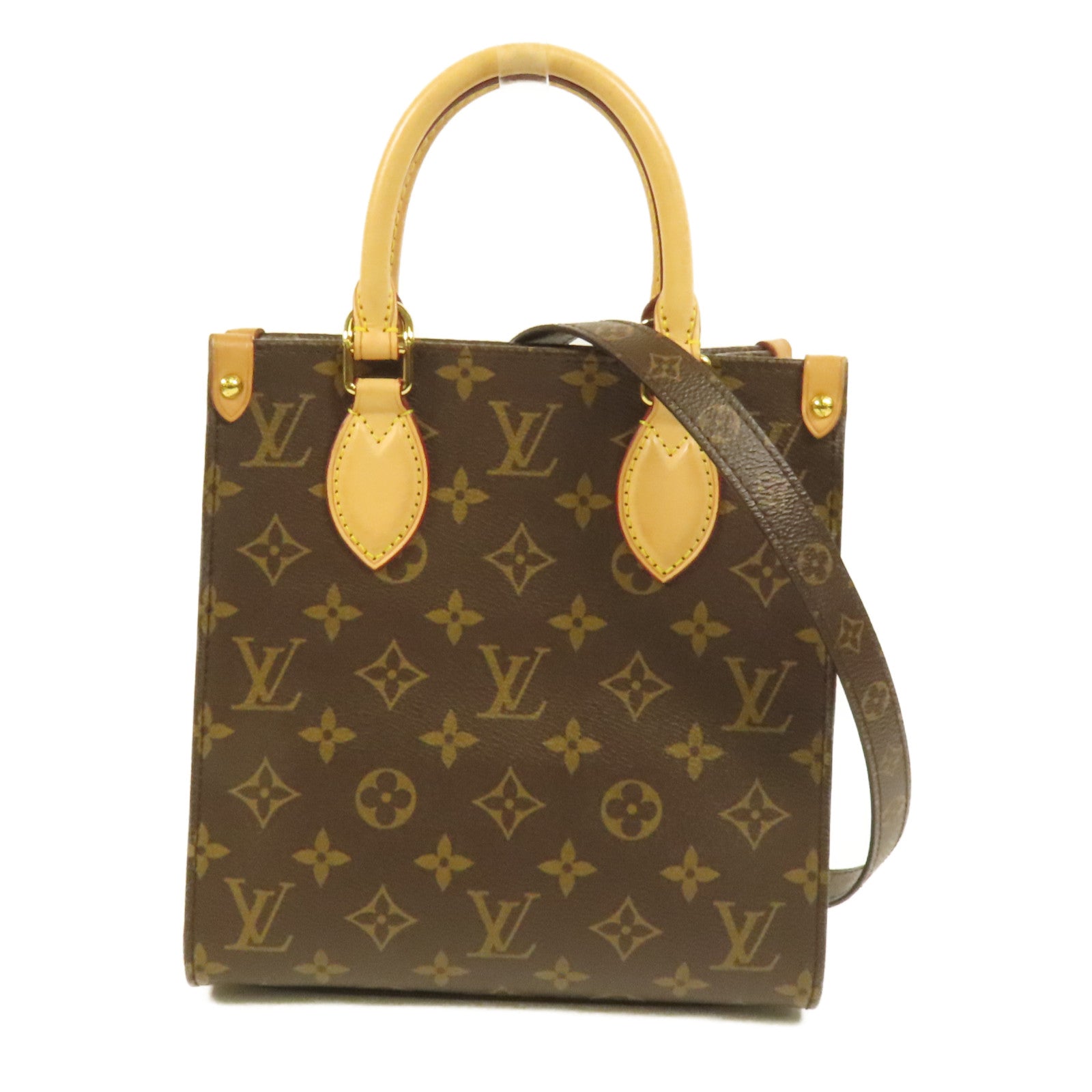 LOUIS VUITTON Monogram Sac Plat BB金扣手挽肩背兩用袋