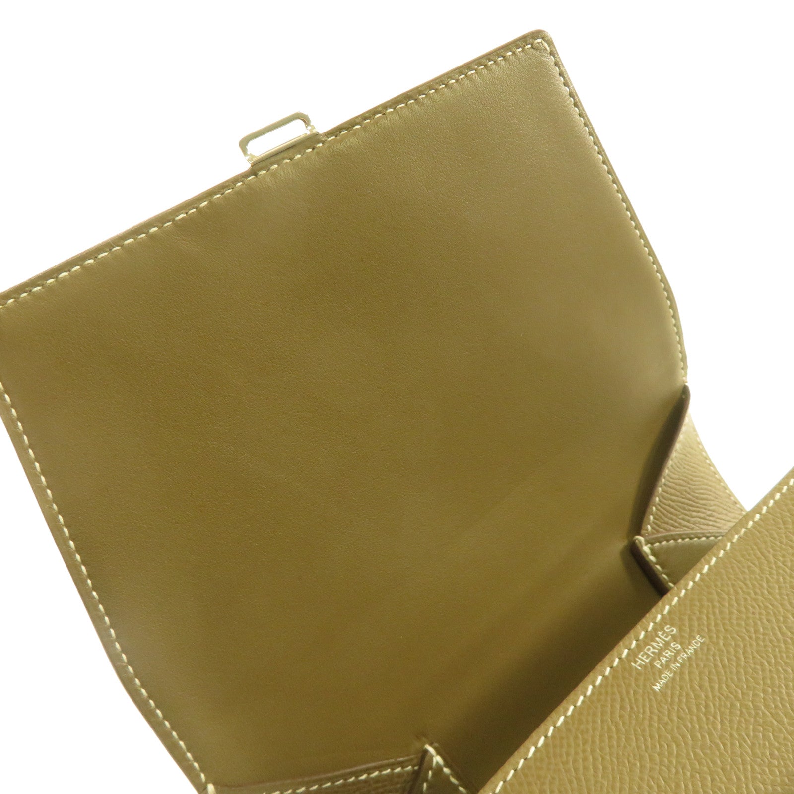 HERMES Epsom皮革Della Cavallerie銀扣肩背袋Etoupe大象灰色
