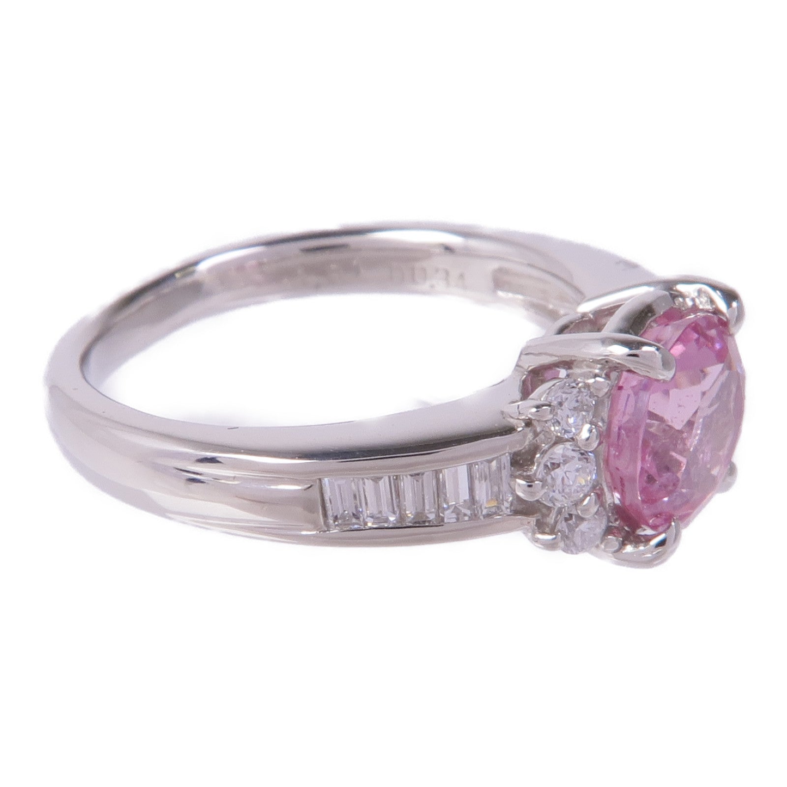 JEWELRY 【激減優惠】PT900鉑金Pink Sapphire Diamond Ring粉紅色藍寶石/鑽石戒指US#6.75