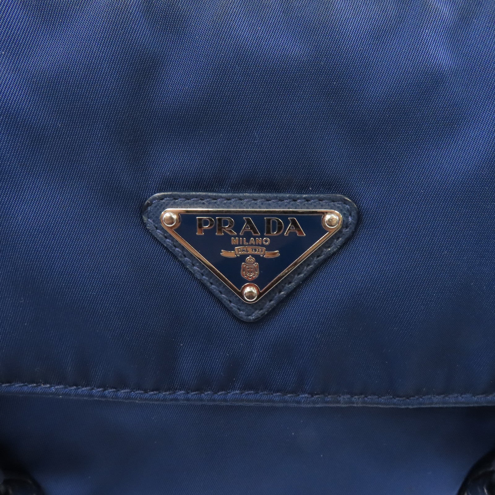 PRADA 尼龍Shoulder Bag銀扣肩背袋藍色