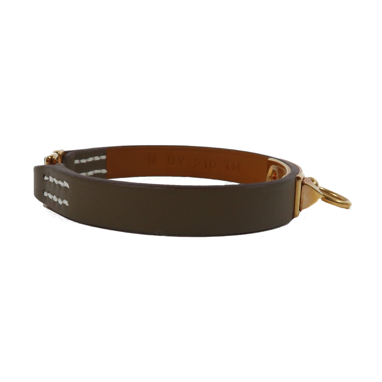 HERMES Swift皮革Rivale Mini Bracelet金扣手鐲象灰色