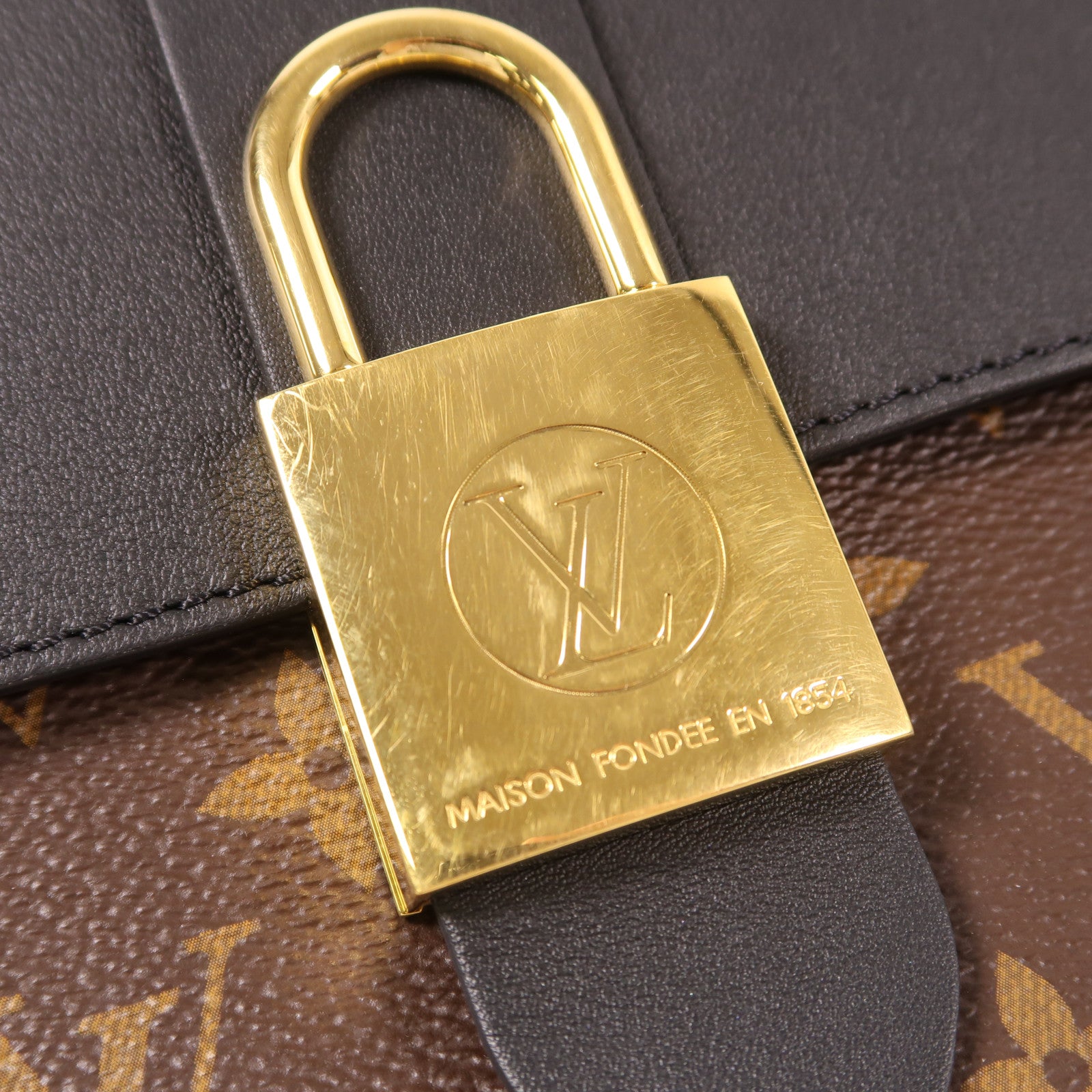 LOUIS VUITTON Monogram Locky BB金扣手挽肩背兩用袋棕色/黑色