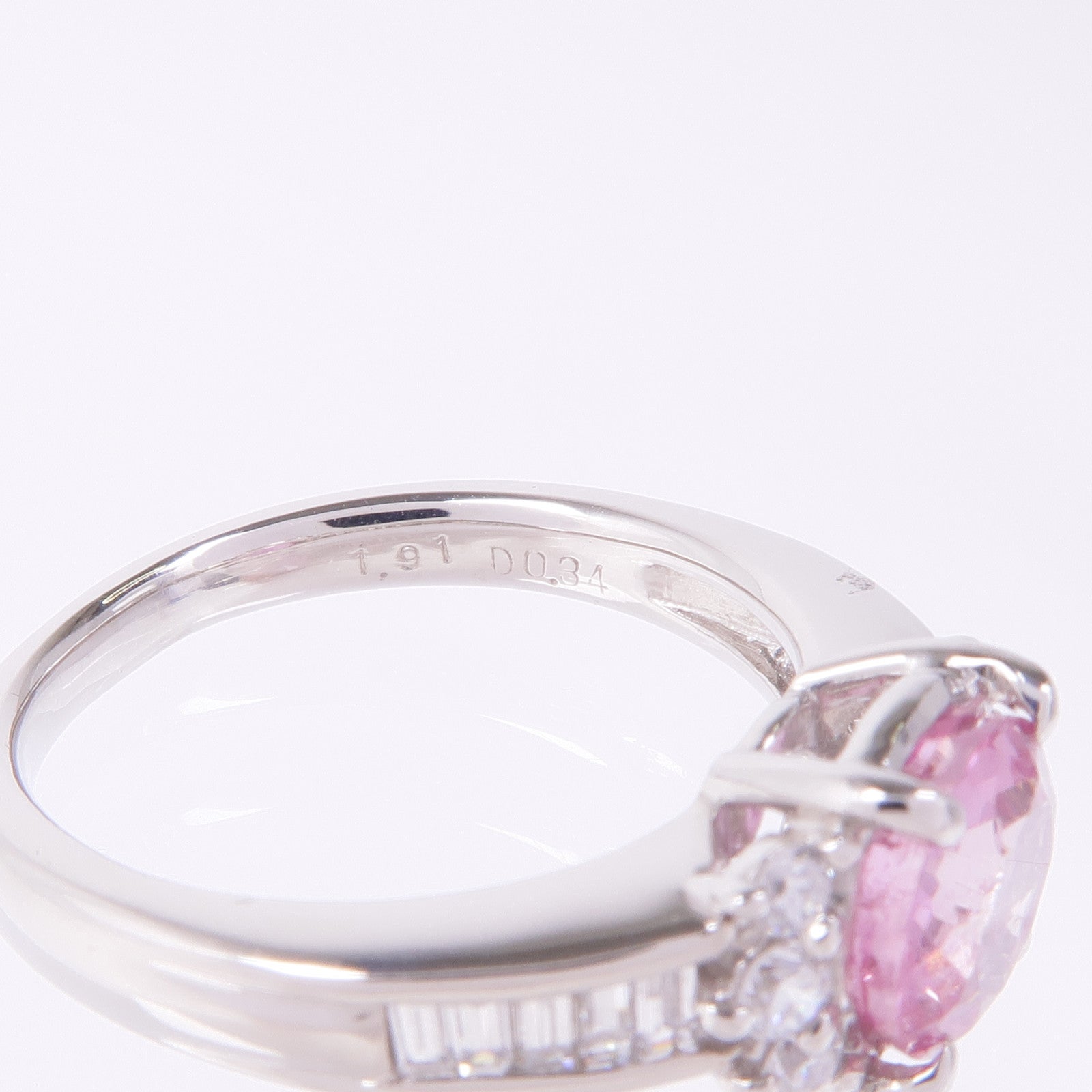 JEWELRY 【激減優惠】PT900鉑金Pink Sapphire Diamond Ring粉紅色藍寶石/鑽石戒指US#6.75