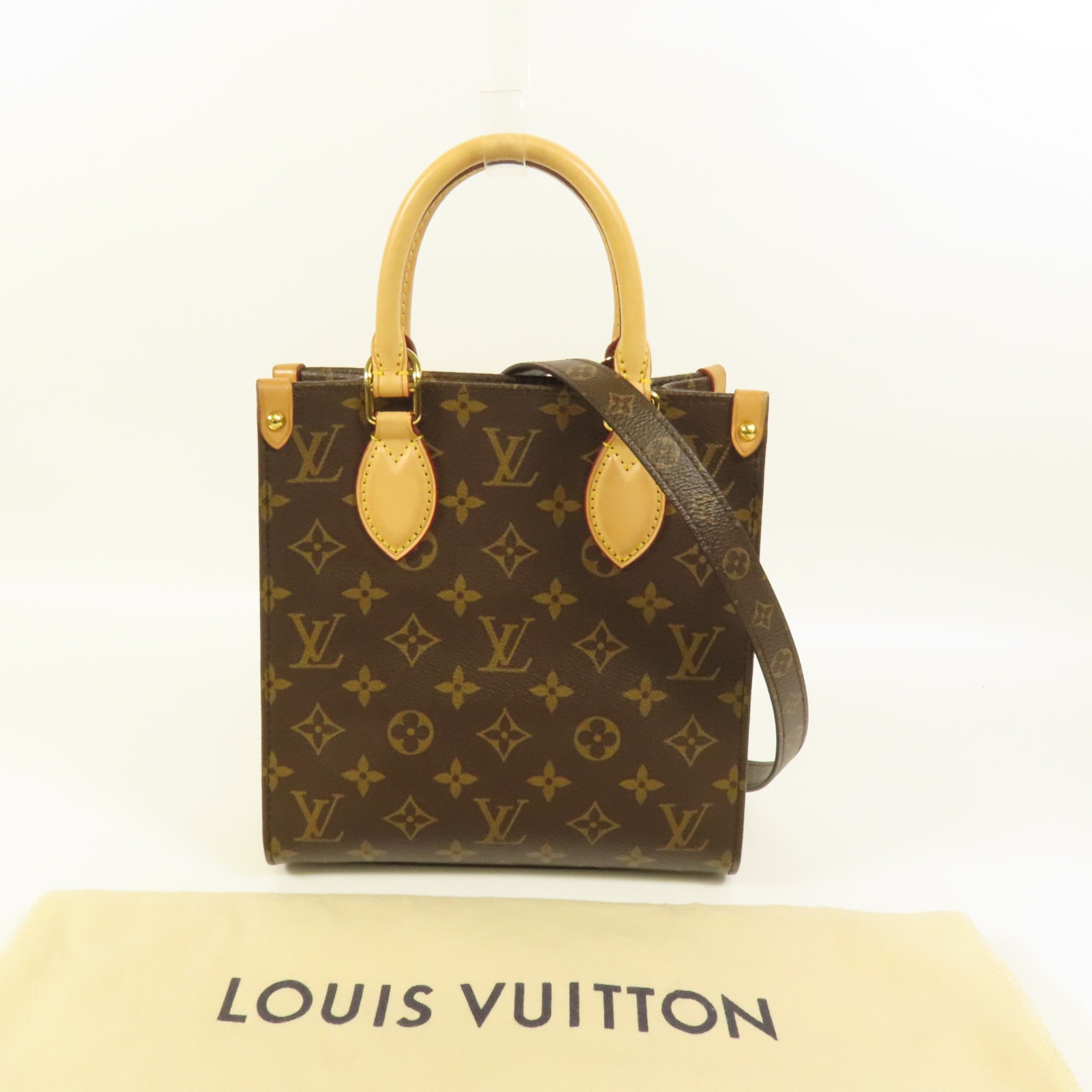 LOUIS VUITTON Monogram Sac Plat BB金扣手挽肩背兩用袋