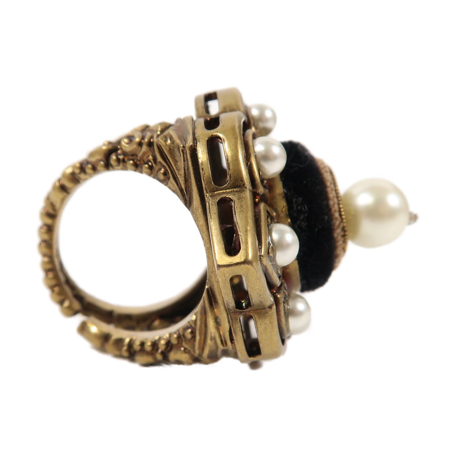 GUCCI 金屬Ring戒指黑色/金色US#7.5