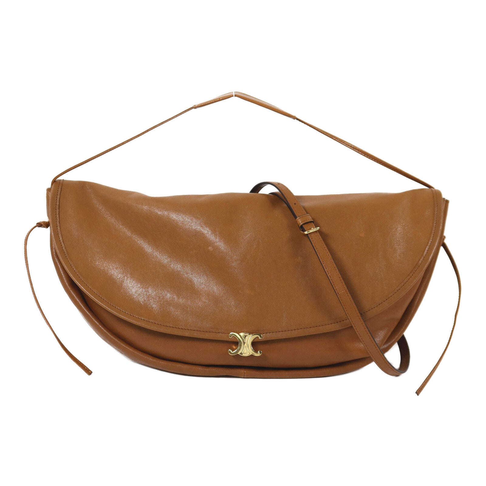 CELINE 牛皮皮革Halfmoon Soft Han金扣手挽肩背兩用袋
