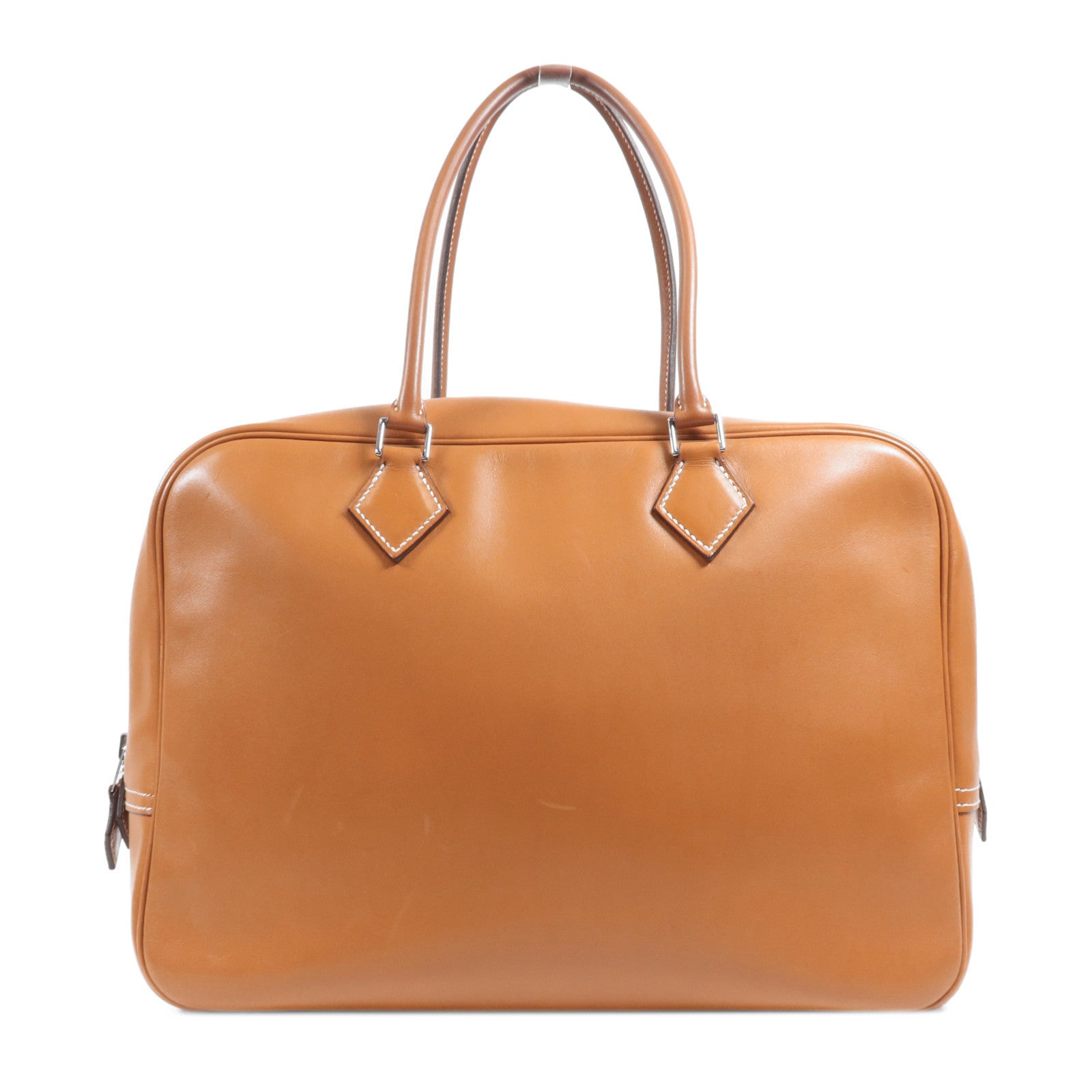 HERMES Butler皮革Plume Pop 32銀扣手挽袋Naturel