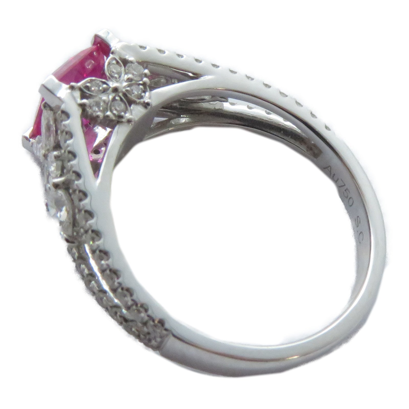 JEWELRY 18K白金Sapphire Ring 1.09ct紅寶石/0.33ct鑽石戒指US#5.75