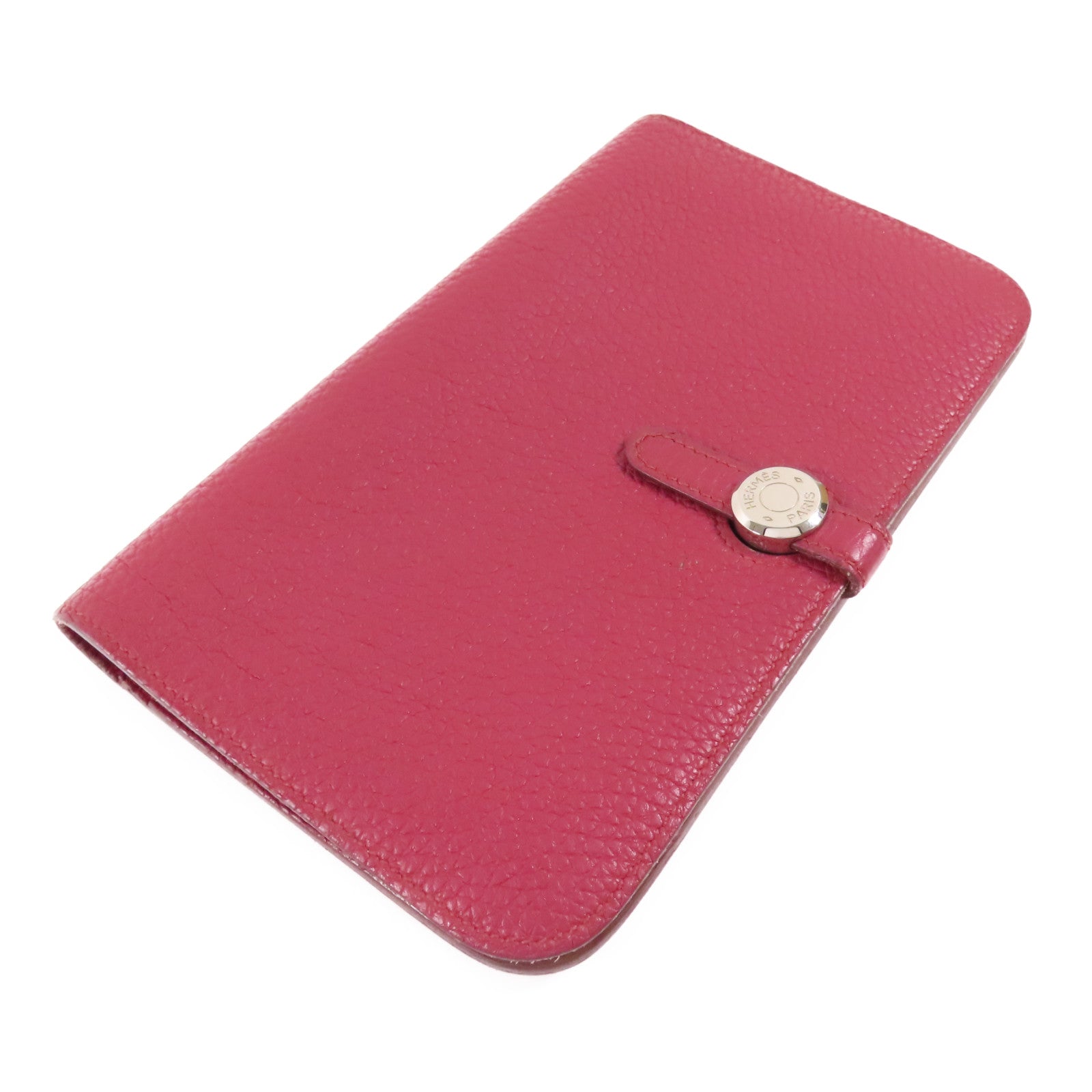 HERMES PHW Dogon GM Long Wallet Clemence Leather B5 Rubis