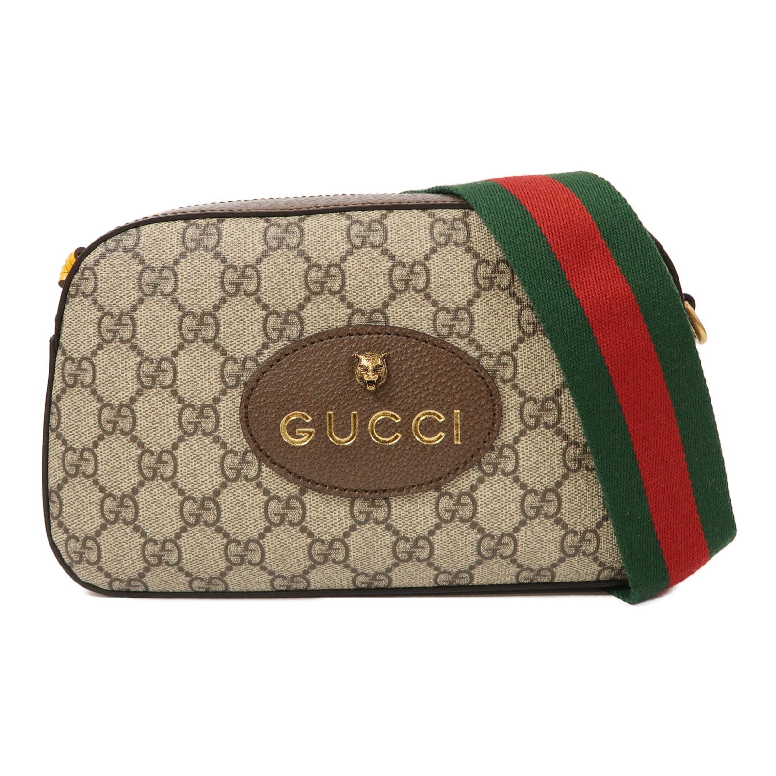 GUCCI 塗層帆布Neo Vintage GG Supreme金扣肩背袋米色/烏木色