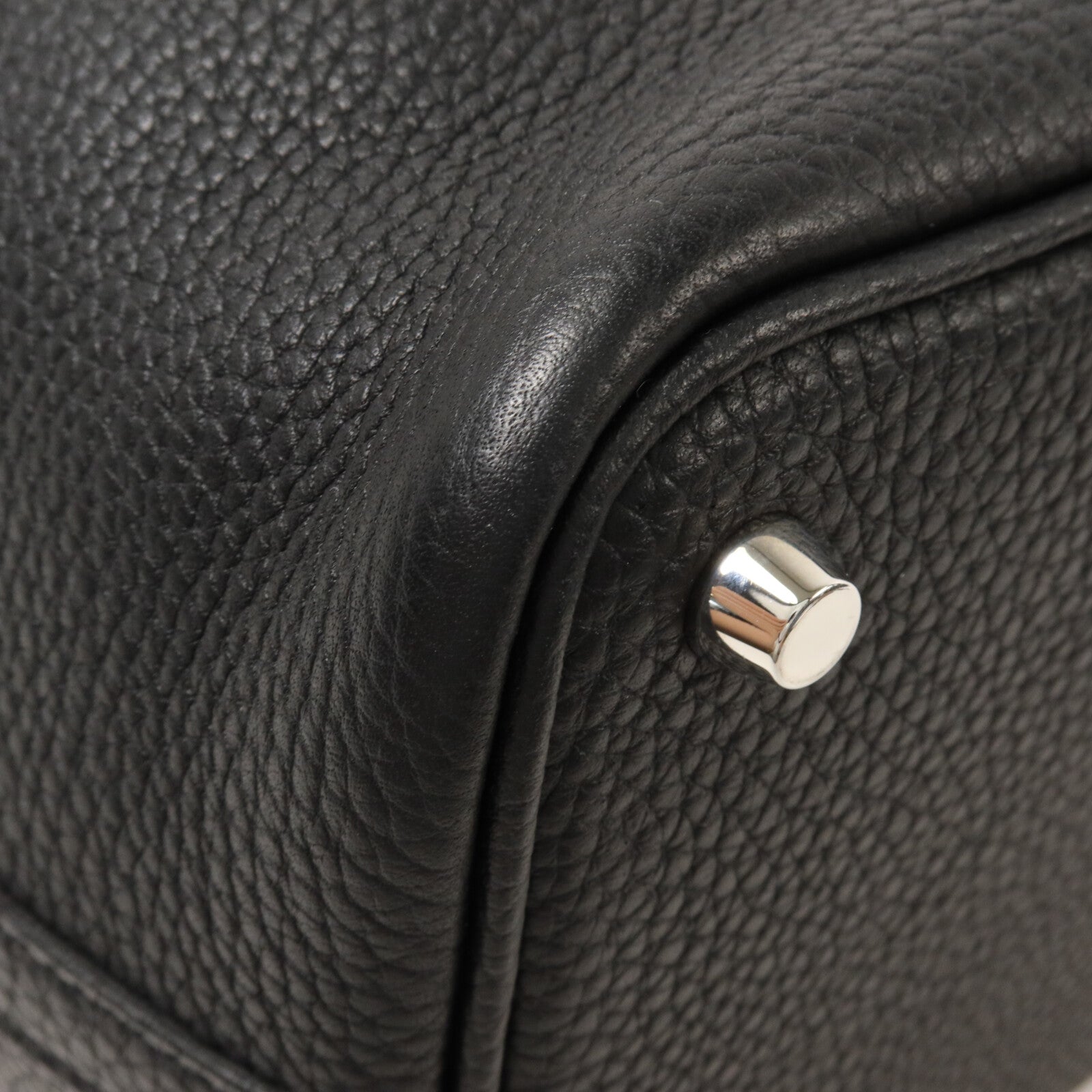 HERMES Clemence皮革Picotin PM手挽袋Noir