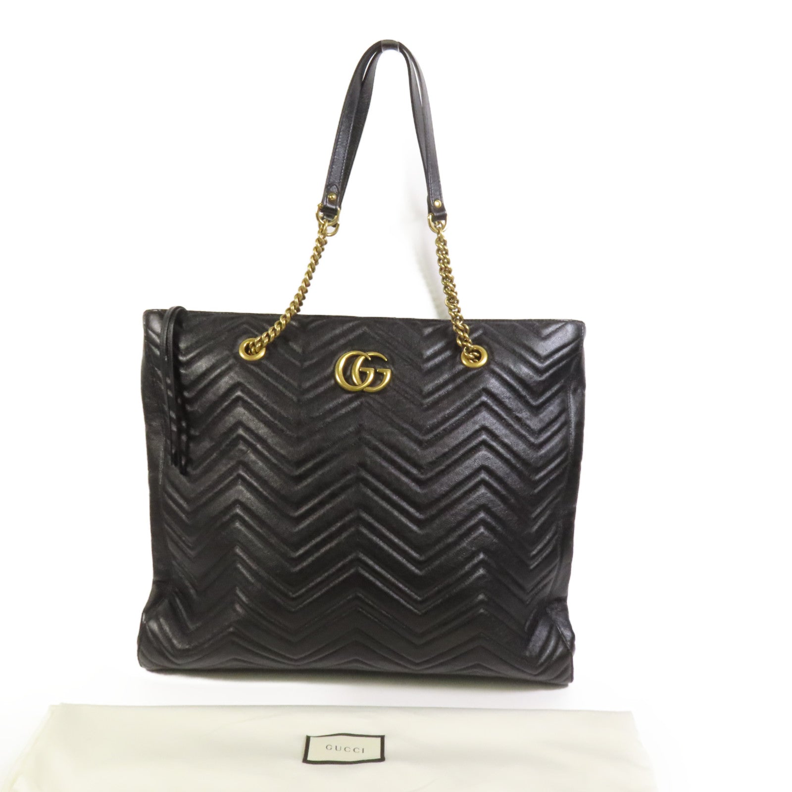 GUCCI 牛皮皮革GG Marmont Tote Bag金扣鏈帶手挽袋