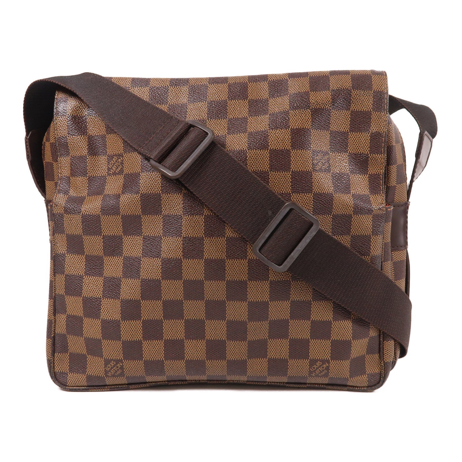 LOUIS VUITTON 【激減優惠】Damier Naviglio金扣肩背袋棕色