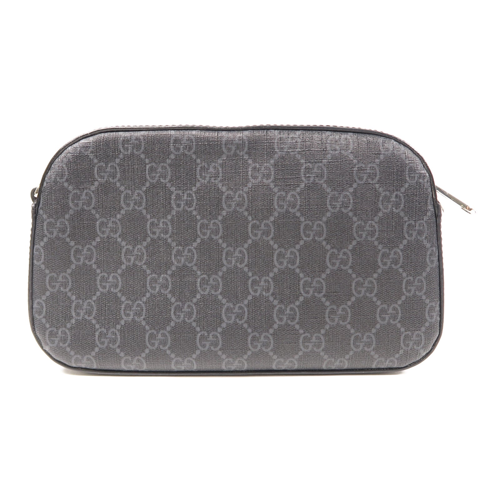 GUCCI 塗層帆布Shoulder Bag銀扣肩背袋黑色