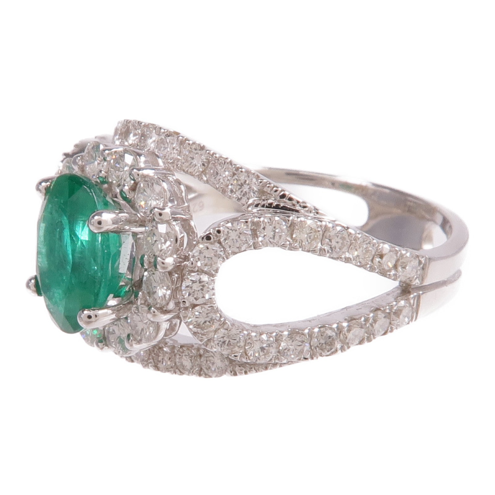JEWELRY 【激減優惠】18K白金Emerald Diamond Ring綠寶石/鑽石戒指US#5.75
