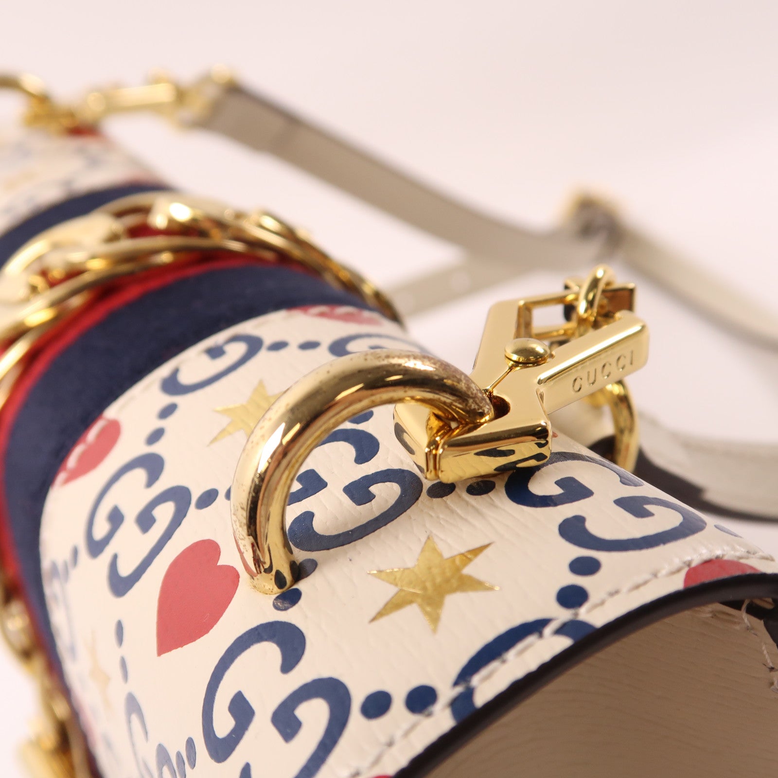 GUCCI 牛皮皮革Sylvie金扣肩背袋白色