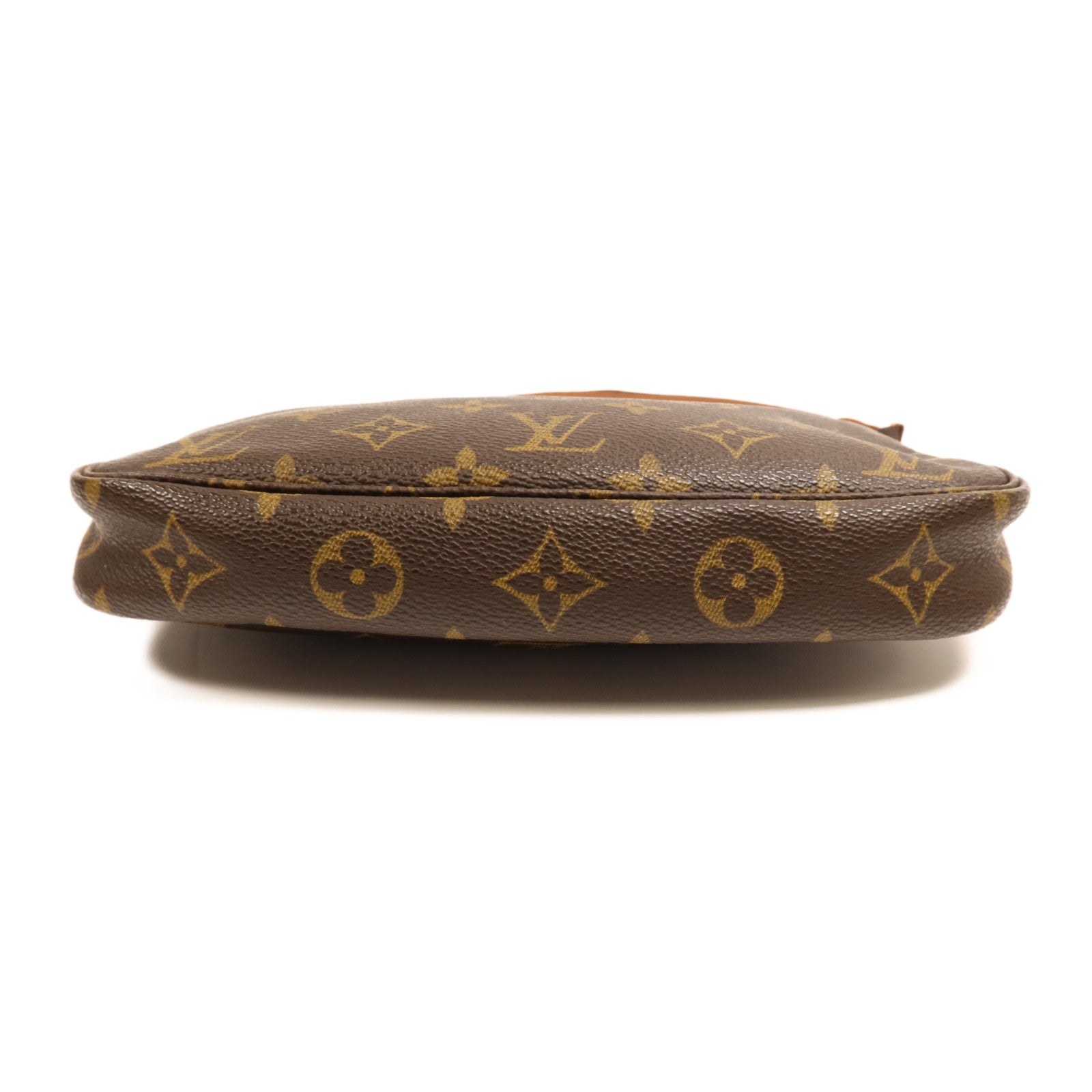 LOUIS VUITTON Monogram Pochette Accessoires金扣手挽袋棕色
