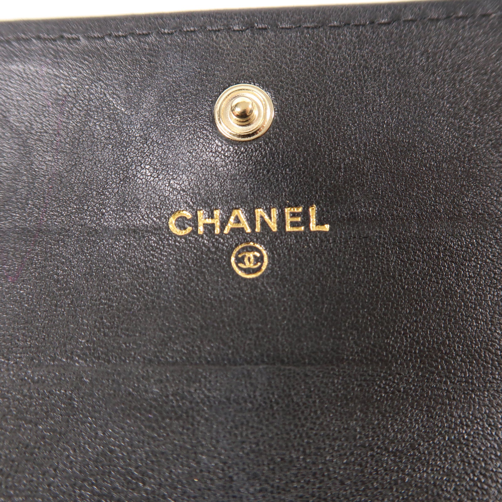 CHANEL 羊皮皮革Long Wallet金扣長錢包