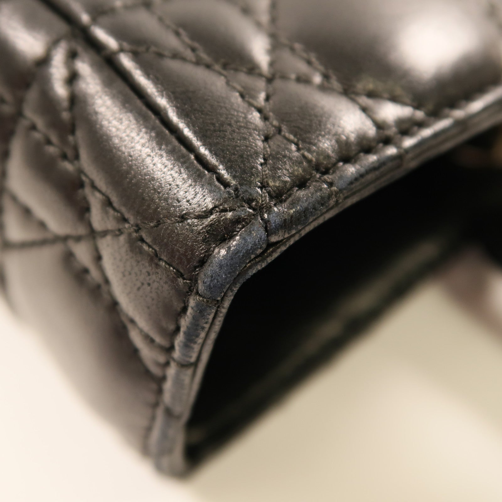 Dior 牛皮皮革Vintage Lady Dior銀扣手挽袋黑色