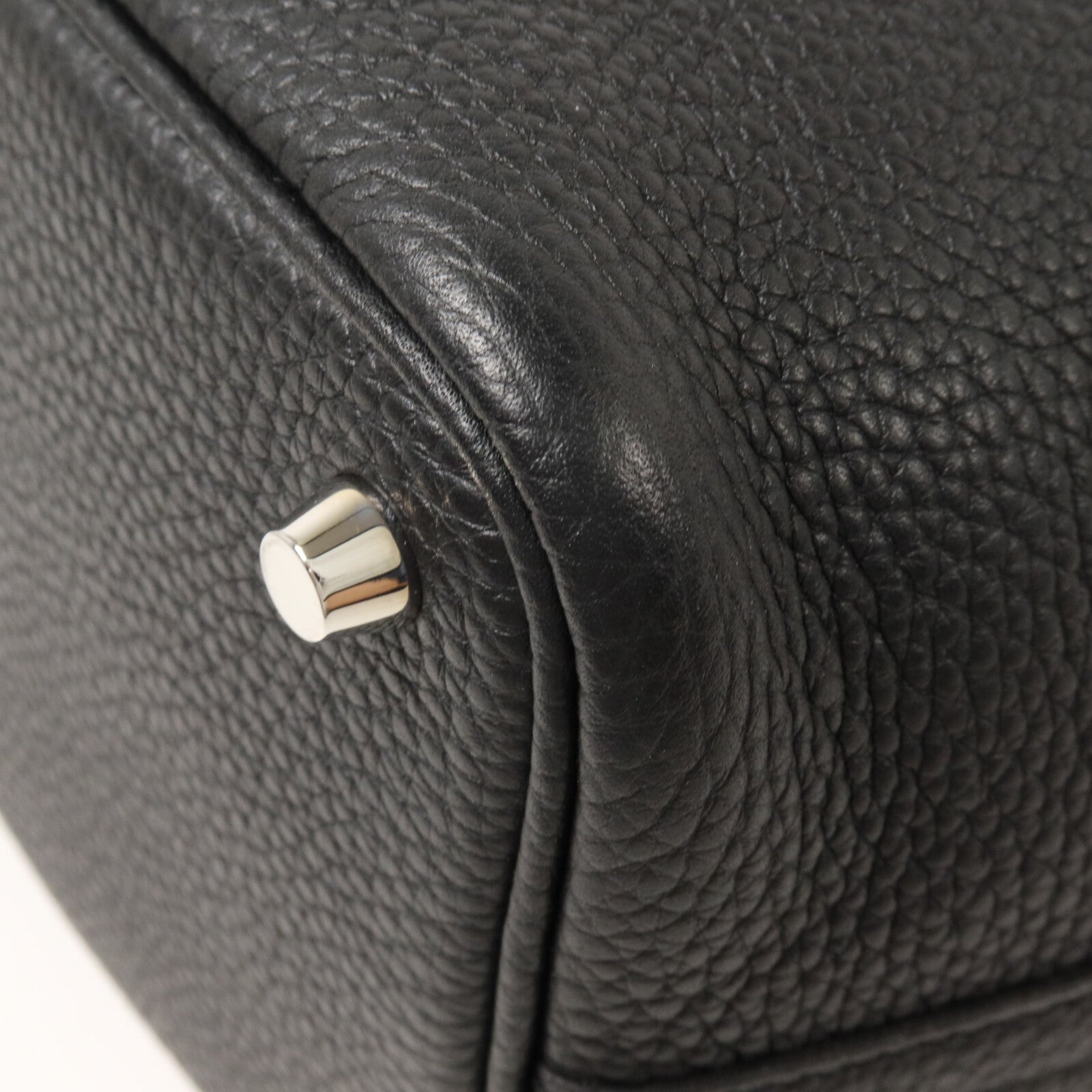 HERMES Clemence皮革Picotin PM手挽袋Noir