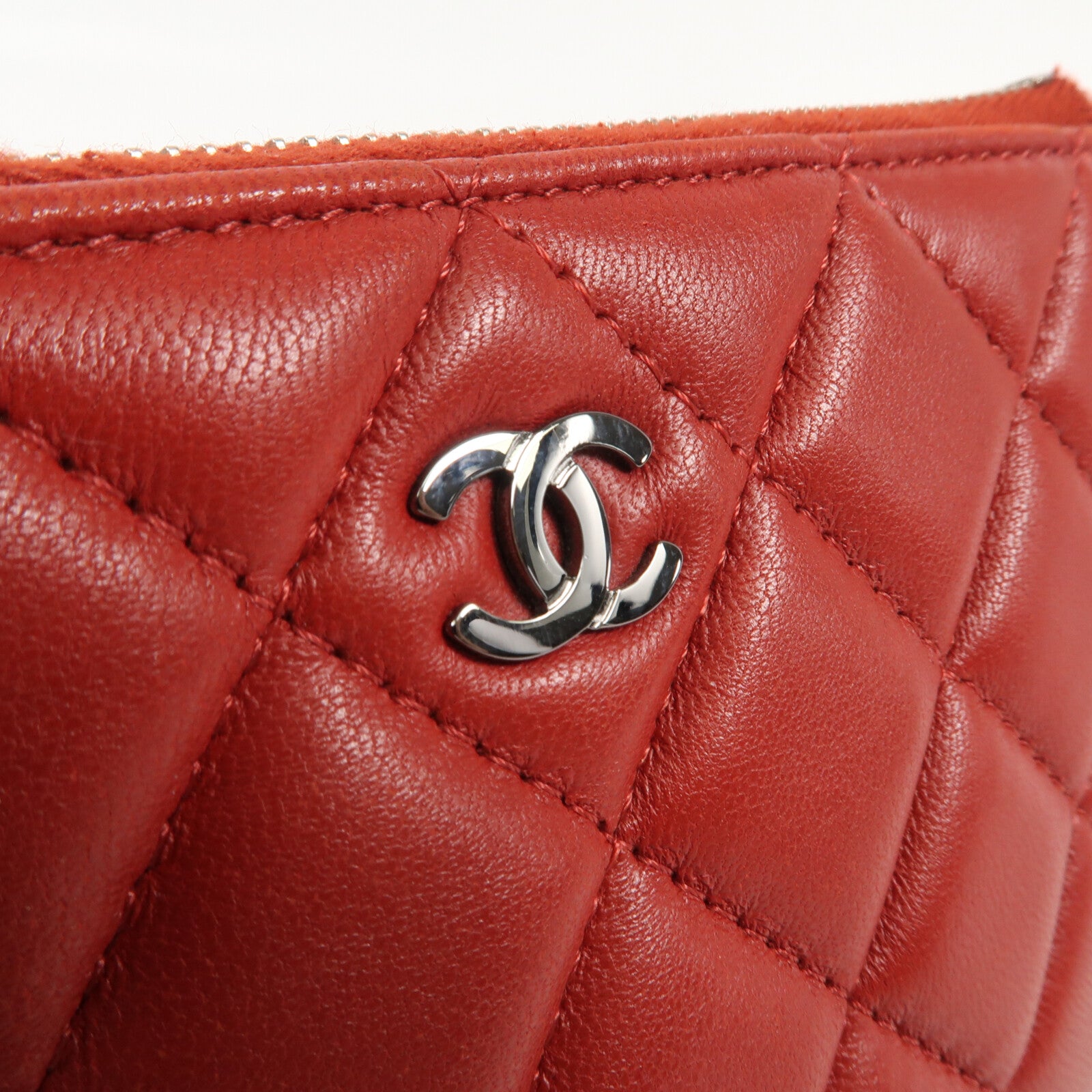 CHANEL 羊皮皮革Coins Case銀扣零錢包