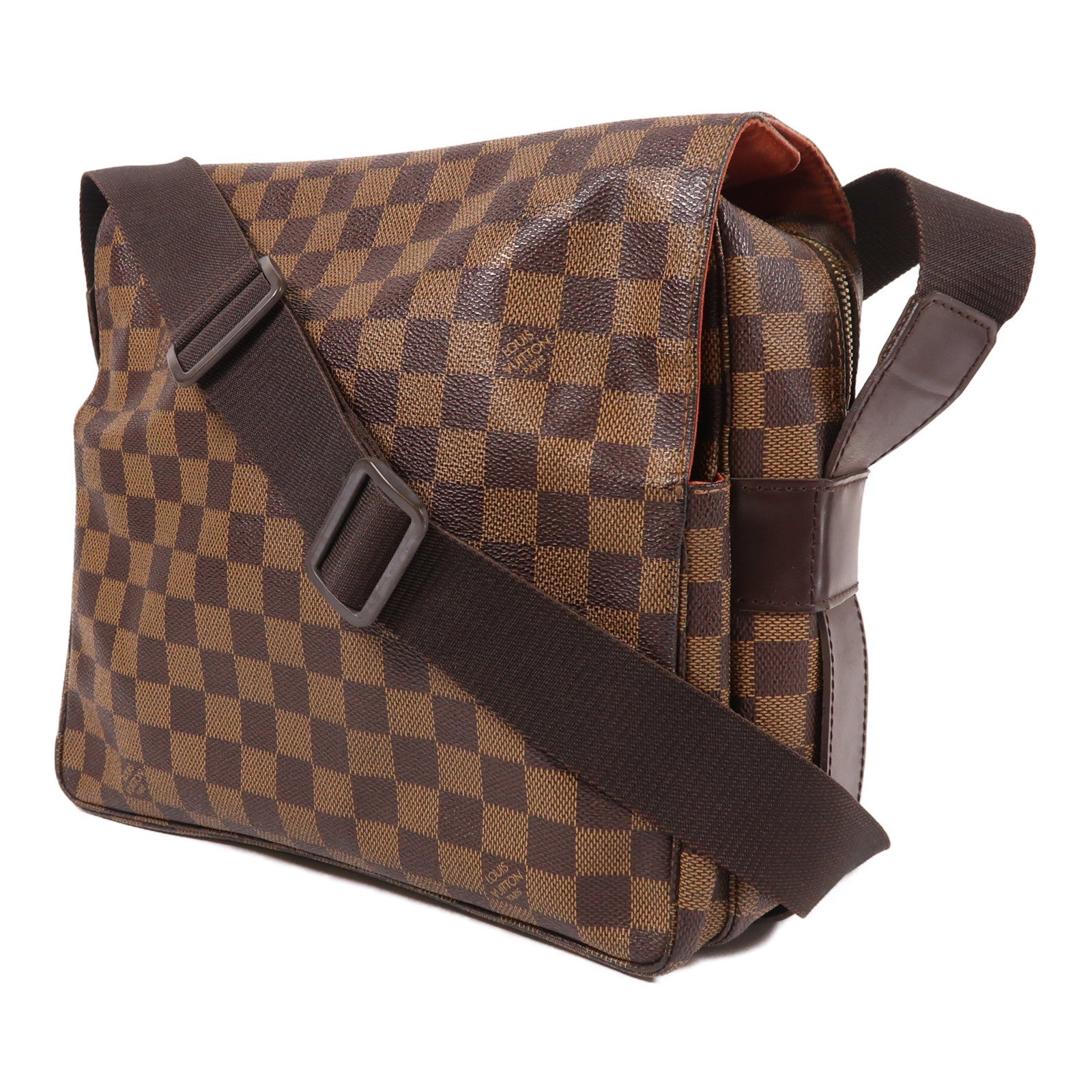 LOUIS VUITTON 【激減優惠】Damier Naviglio金扣肩背袋棕色