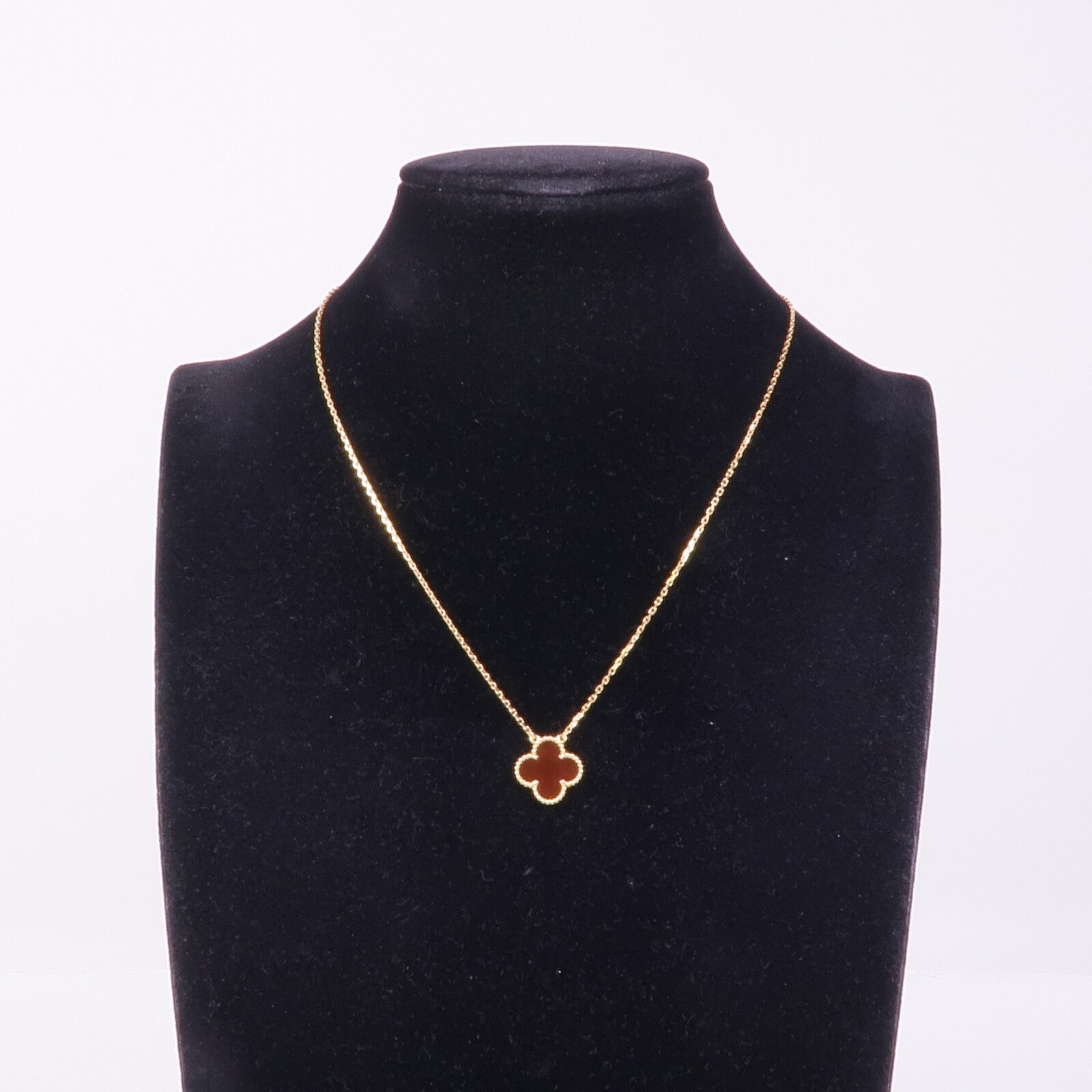 Van Cleef & Arpels 18K黃金Alhambra Pendant瑪瑙項鍊