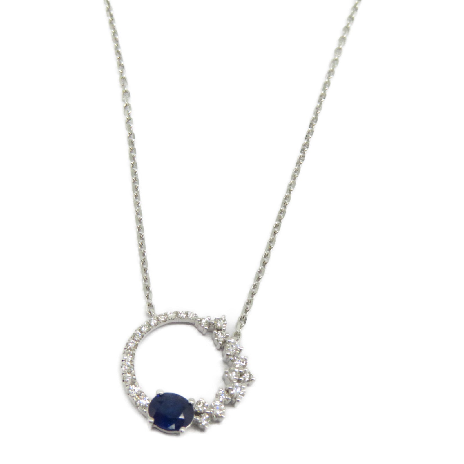 JEWELRY 【激減優惠】18K白金Sapphire Necklace 0.442ct藍寶石/0.27ct鑽石項鍊藍色/銀色
