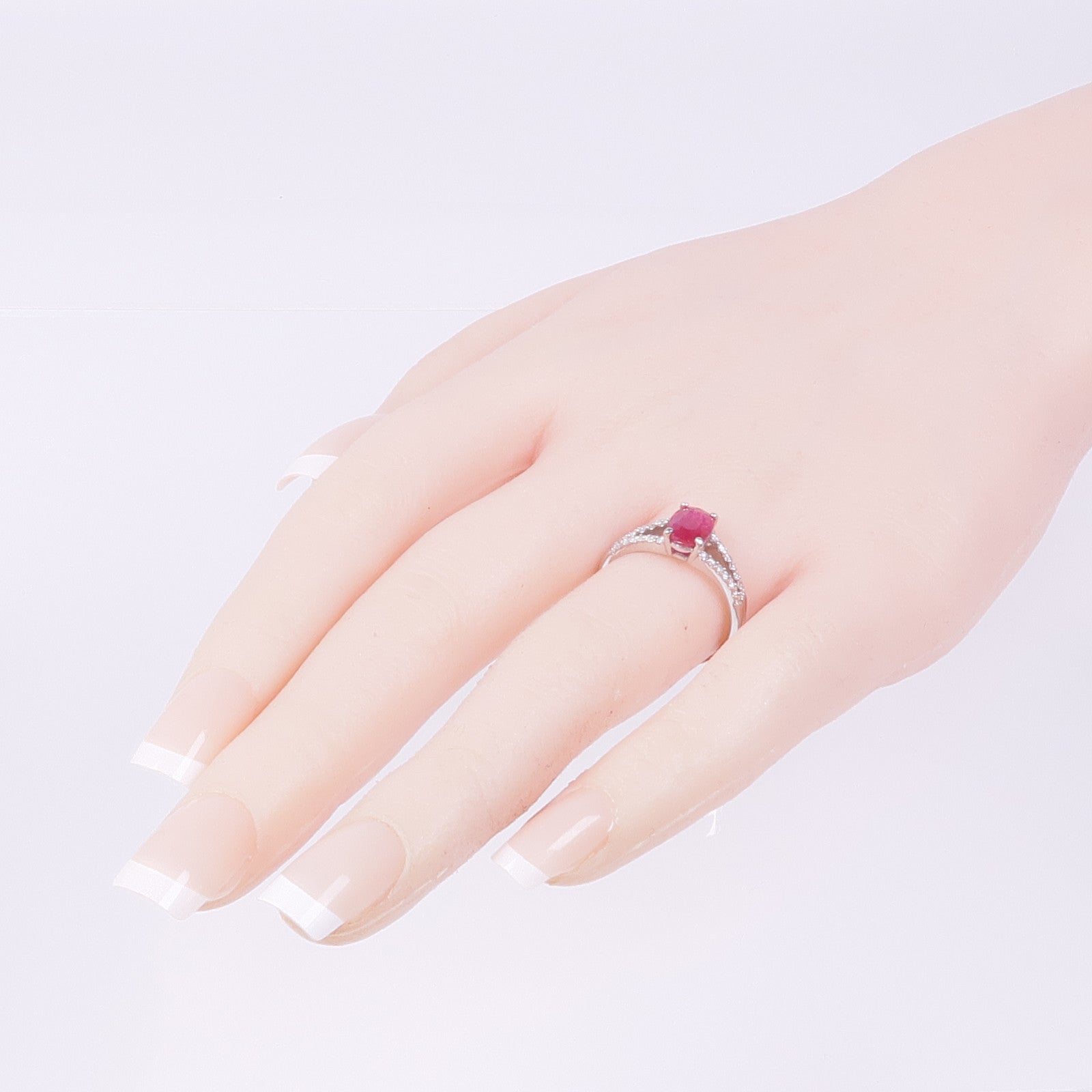 JEWELRY PT900鉑金Ruby Diamond Ring紅寶石/鑽石戒指US#7.75