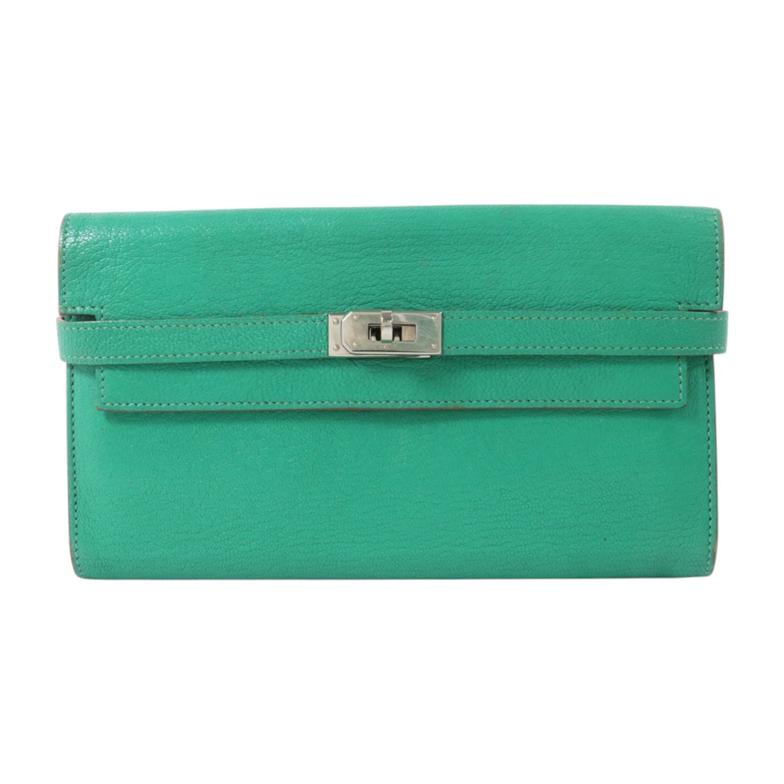 HERMES Chevre皮革Kelly Wallet長錢包Bambou