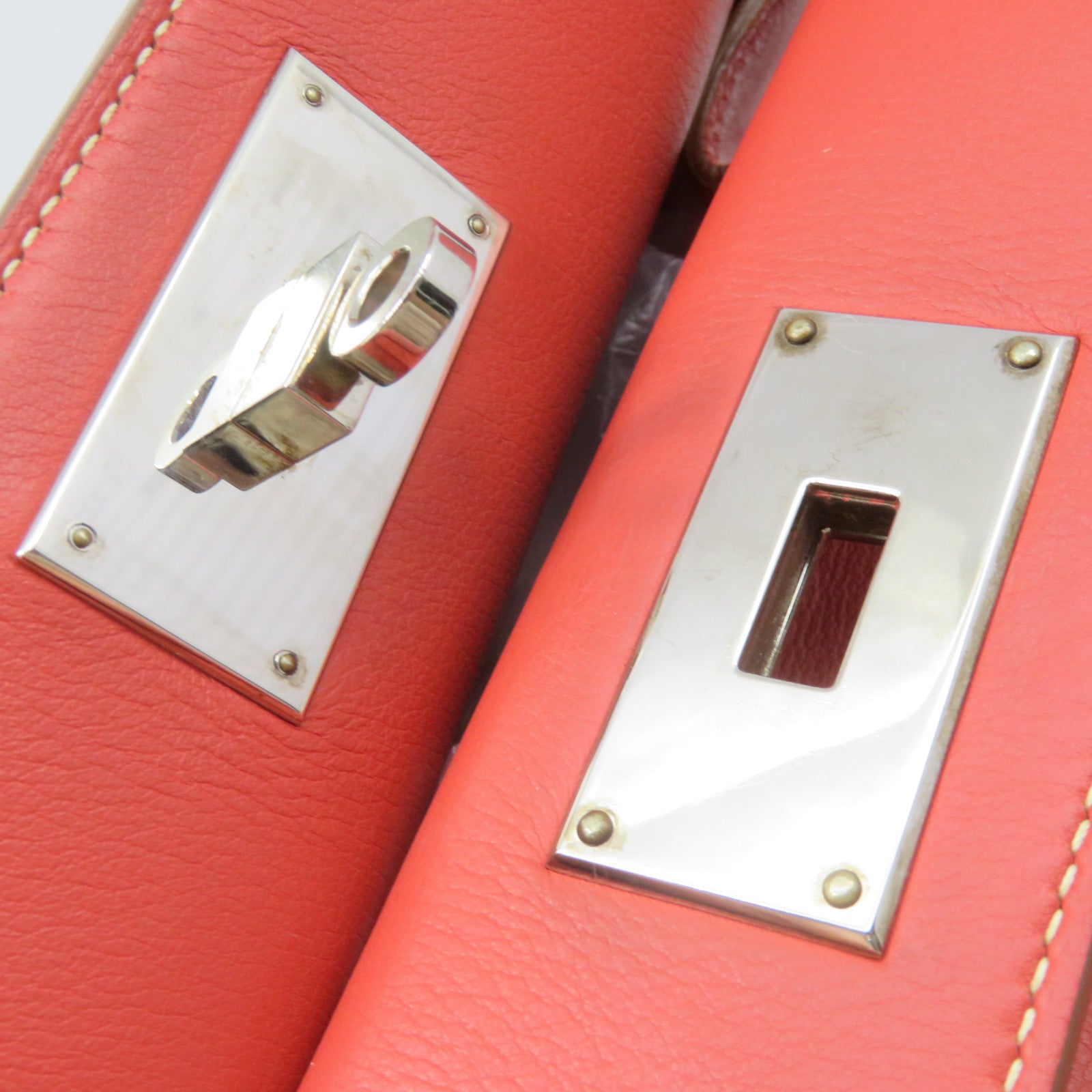 HERMES 【激減優惠】Swift皮革Toolbox 26 2Way Shoulder Bag銀扣手挽肩背兩用袋9M橙色