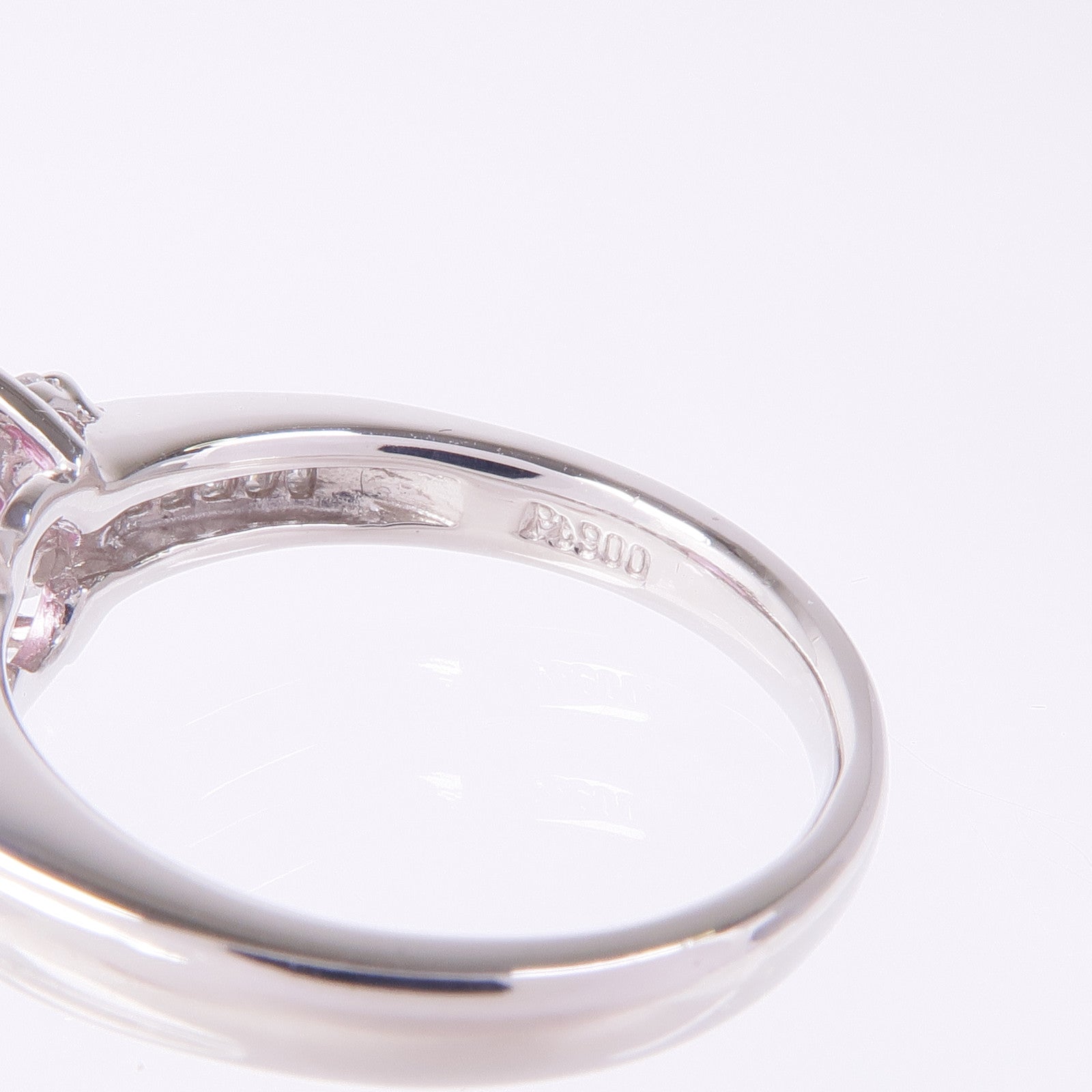 JEWELRY 【激減優惠】PT900鉑金Pink Sapphire Diamond Ring粉紅色藍寶石/鑽石戒指US#6.75