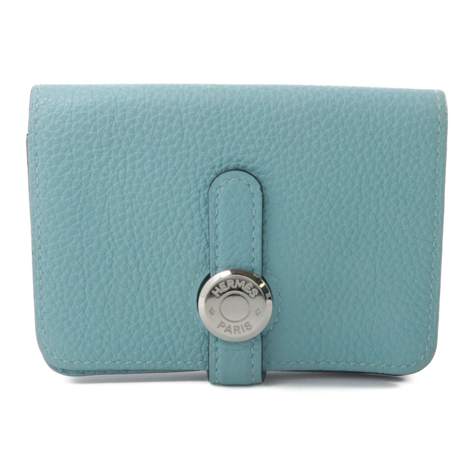 HERMES Togo皮革Dogon Card Case銀扣卡片套淺藍色