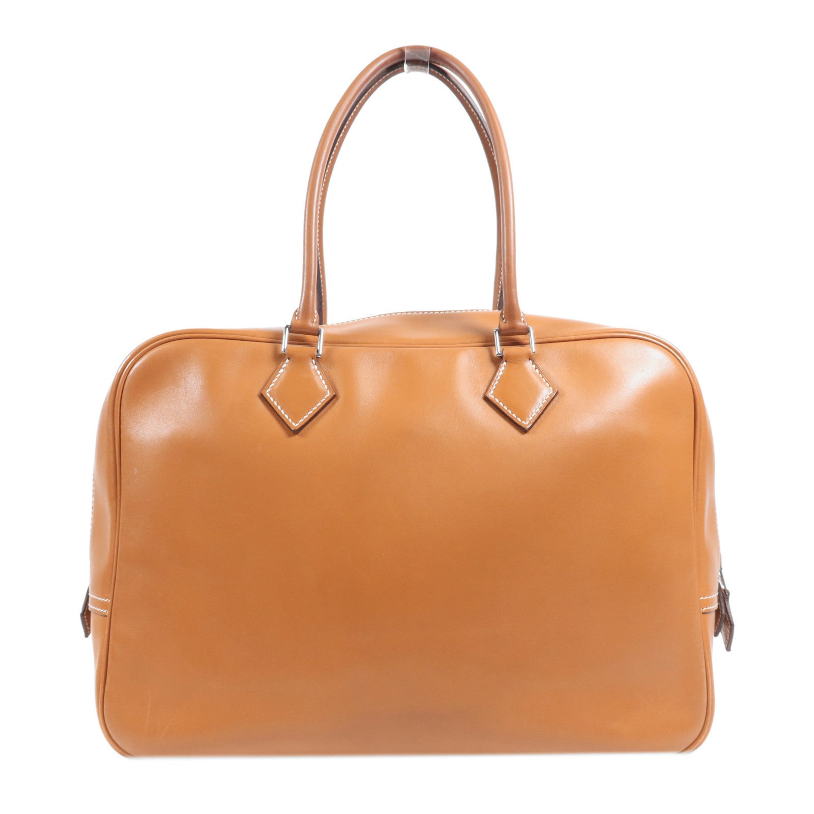 HERMES Butler皮革Plume Pop 32銀扣手挽袋Naturel