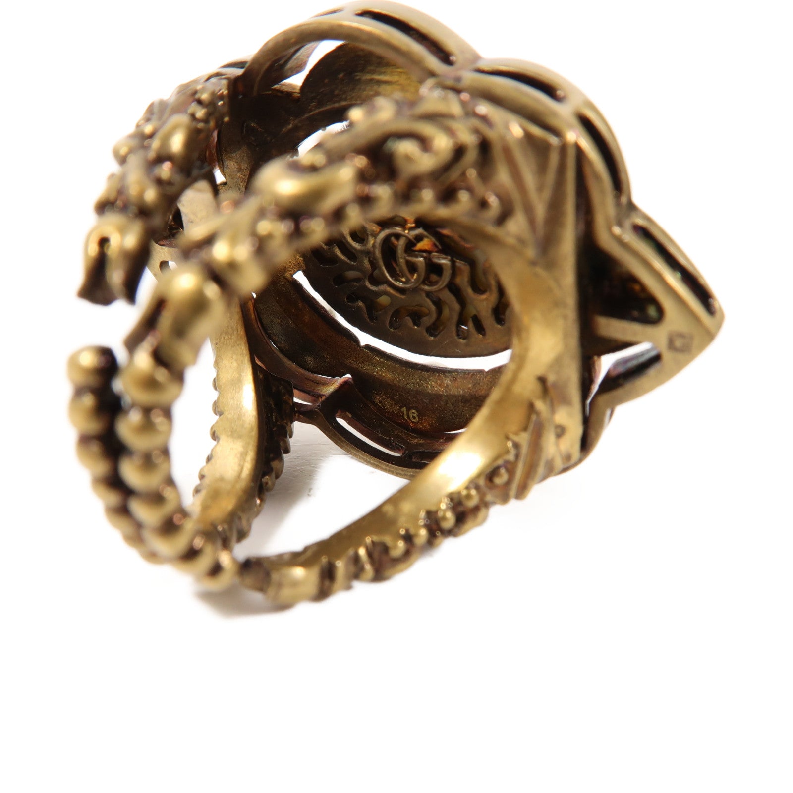 GUCCI 金屬Ring戒指黑色/金色US#7.5