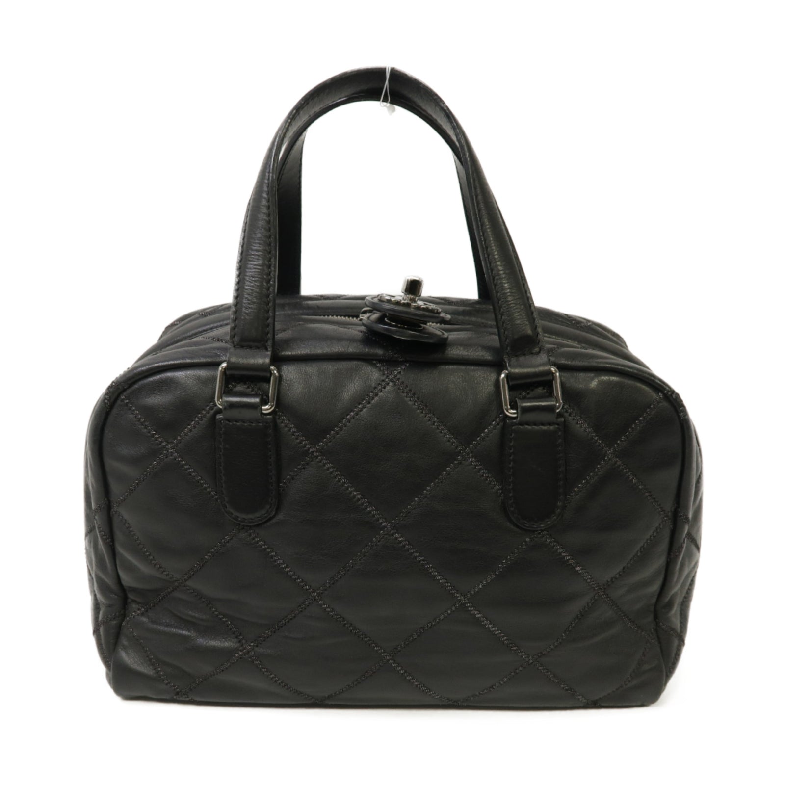 CHANEL 【激減優惠】牛皮皮革Totebag銀扣手挽袋黑色