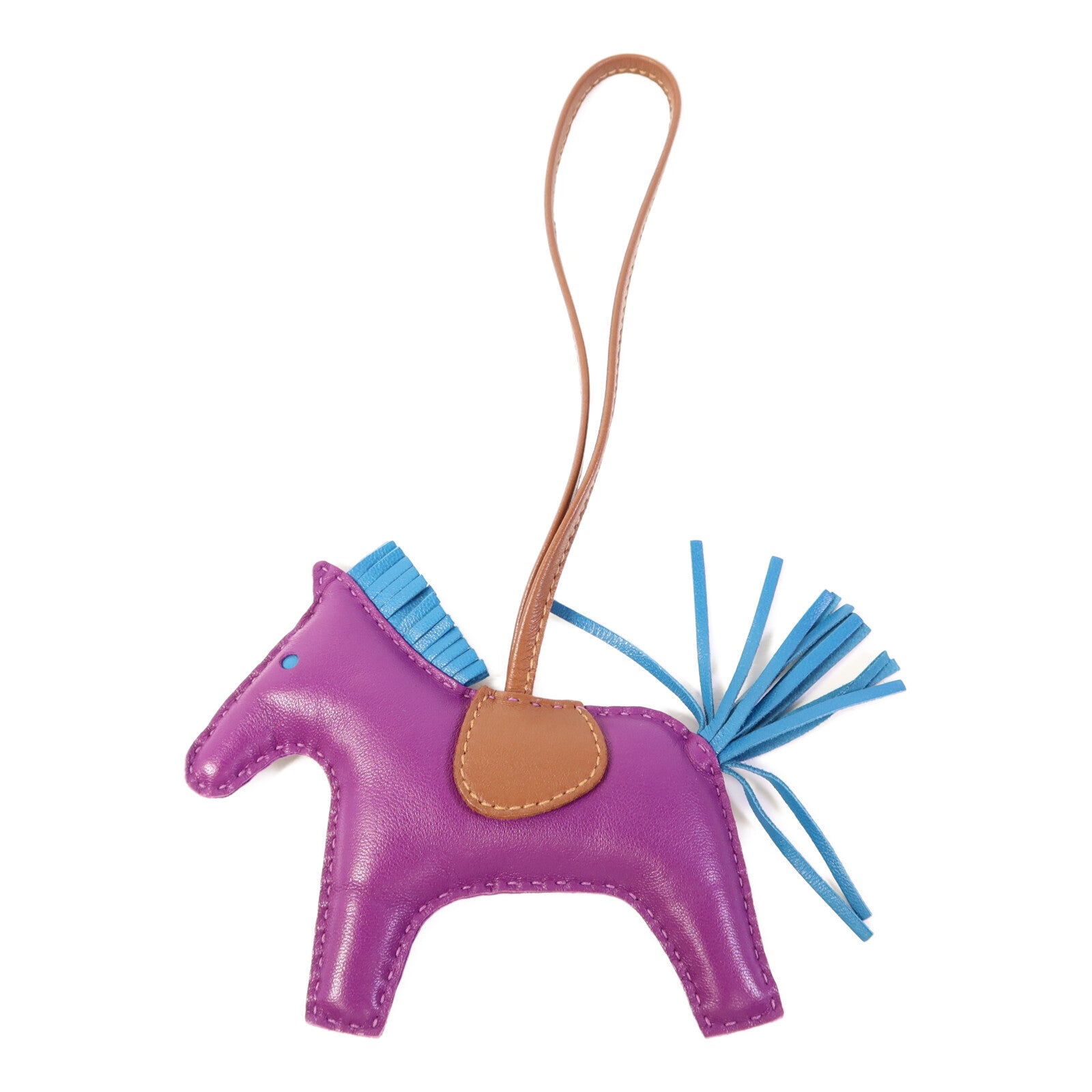 HERMES Milo皮革Rodeo MM掛飾Purple/Blue