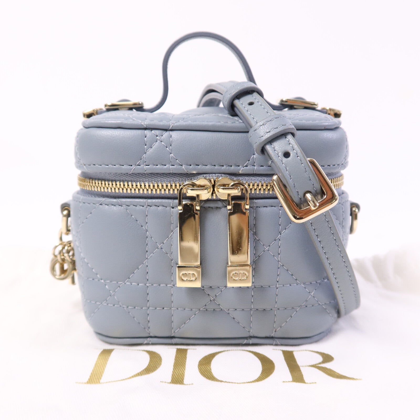 Dior 羊皮皮革Cannage Vanity金扣手挽肩背兩用袋