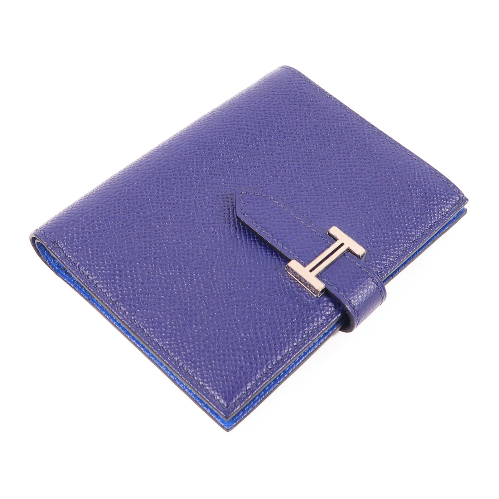 HERMES Epsom皮革Bearn Wallet銀扣錢包Deep Bleu/Bleu Electrique