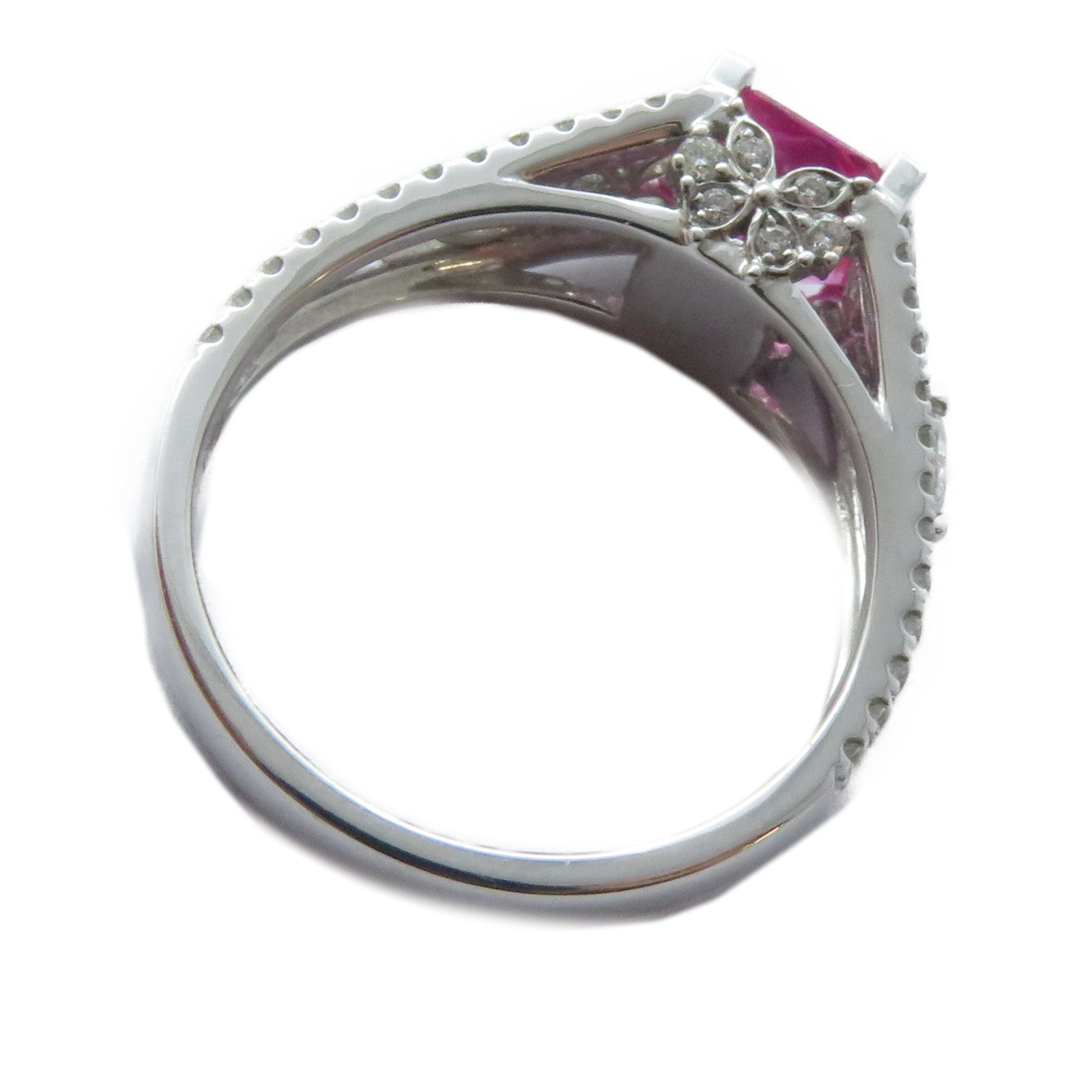 JEWELRY 18K白金Sapphire Ring 1.09ct紅寶石/0.33ct鑽石戒指US#5.75