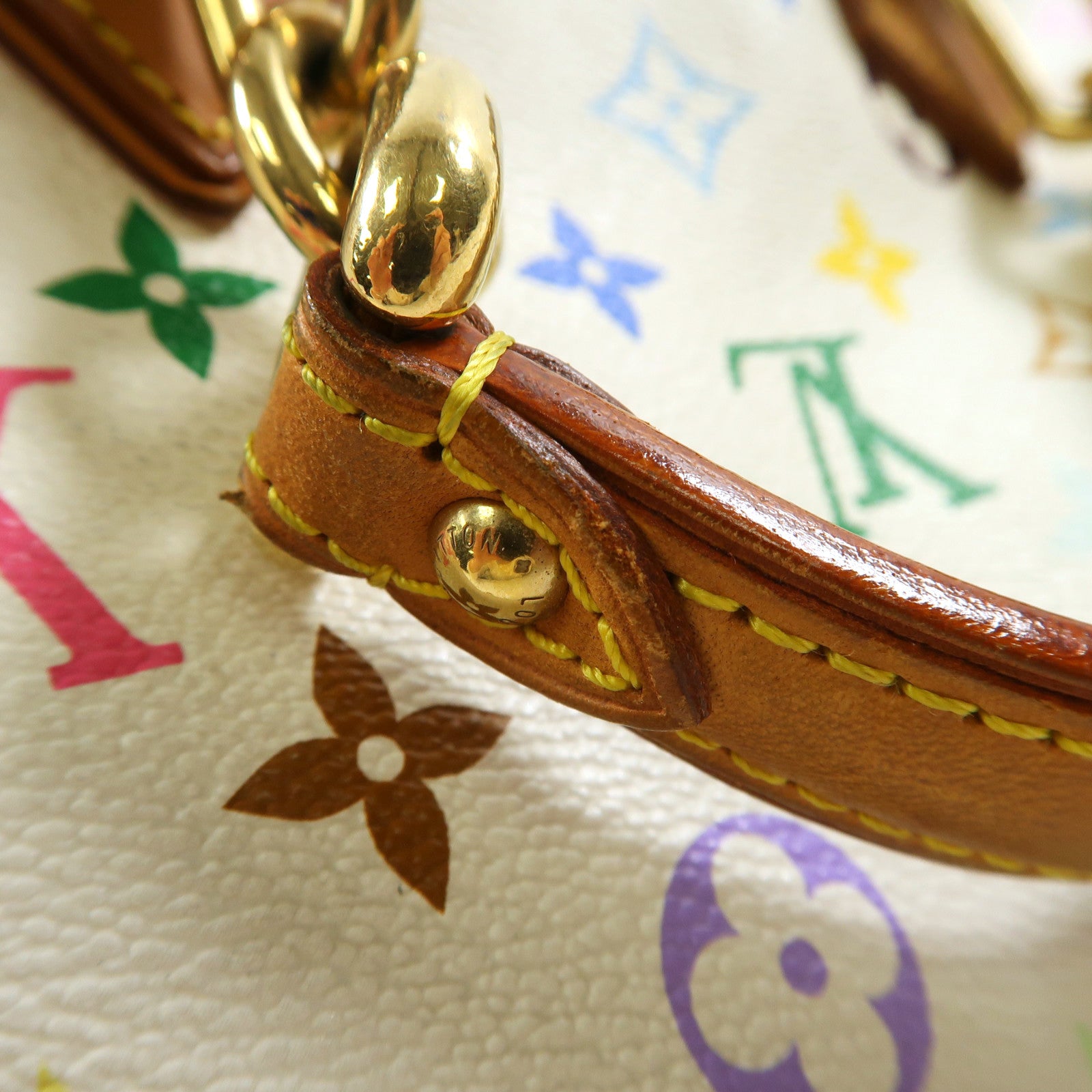 LOUIS VUITTON Monogram Multicolore Audra金扣手挽袋白色/彩色
