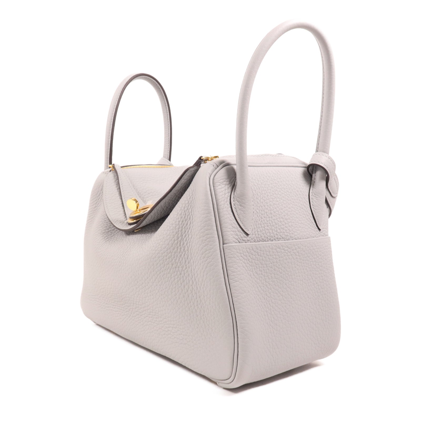 HERMES Clemence皮革Lindy 26金扣手挽肩背兩用袋Blue Glacier