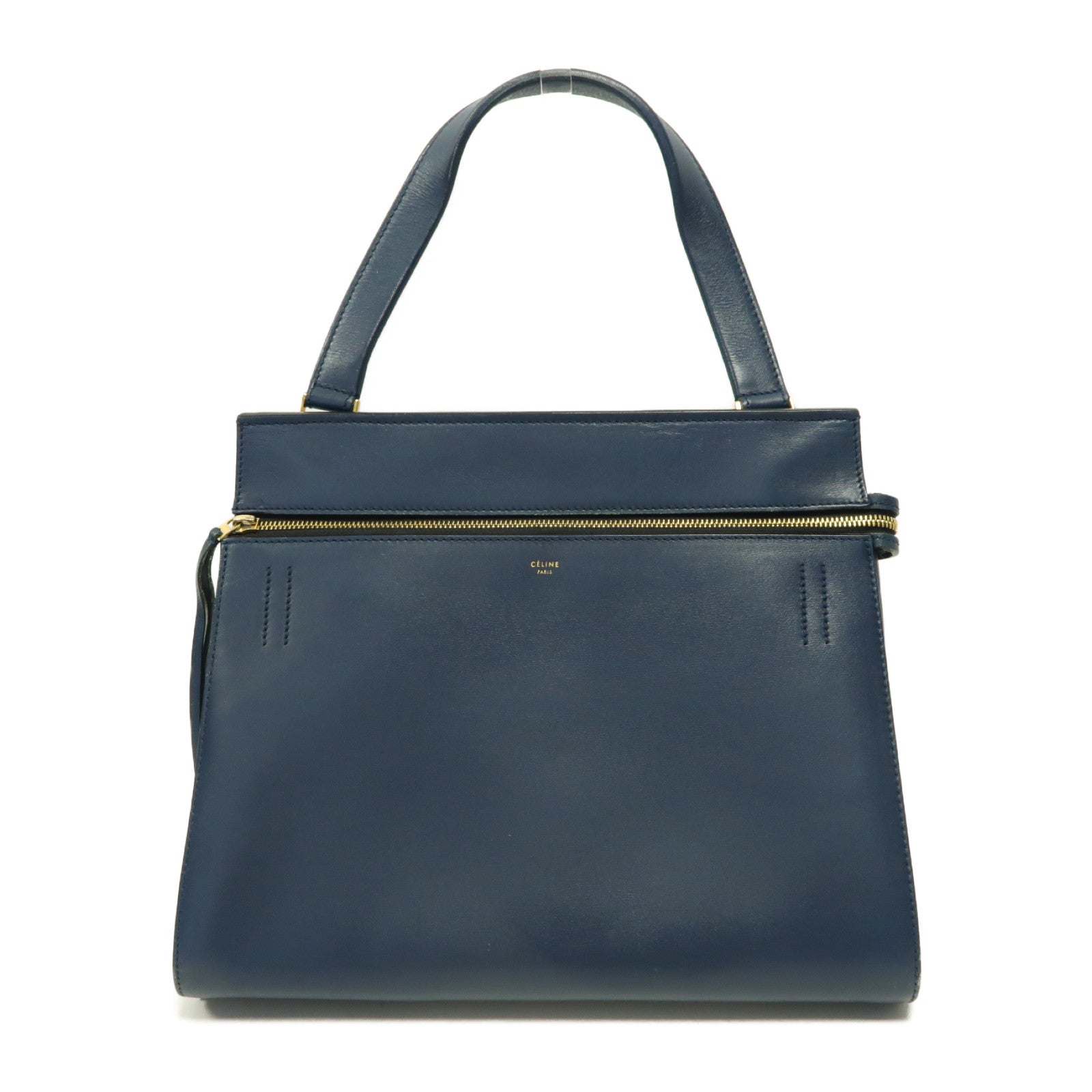 CELINE 【激減優惠】牛皮皮革Edge Bag金扣手挽袋深藍色