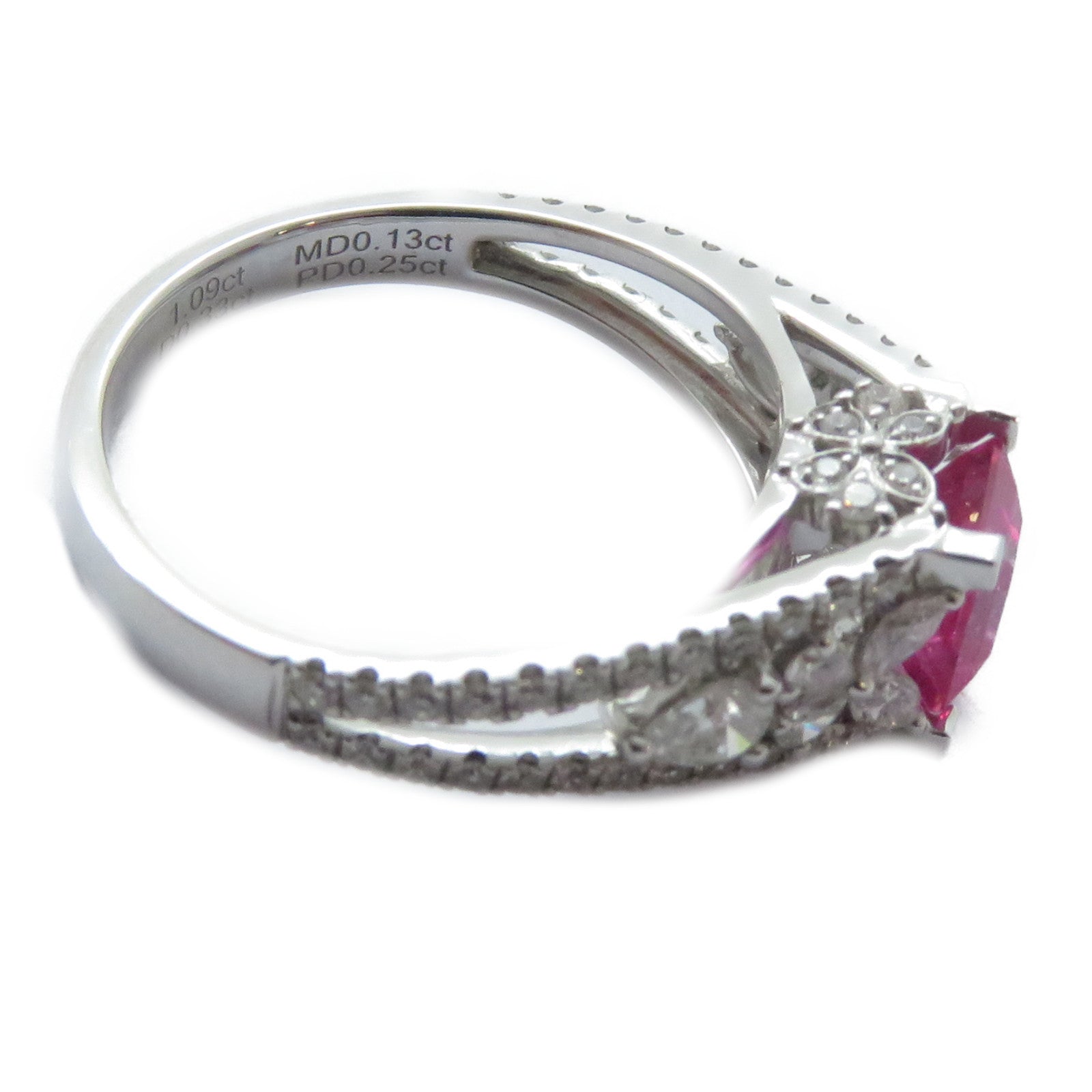 JEWELRY 18K白金Sapphire Ring 1.09ct紅寶石/0.33ct鑽石戒指US#5.75