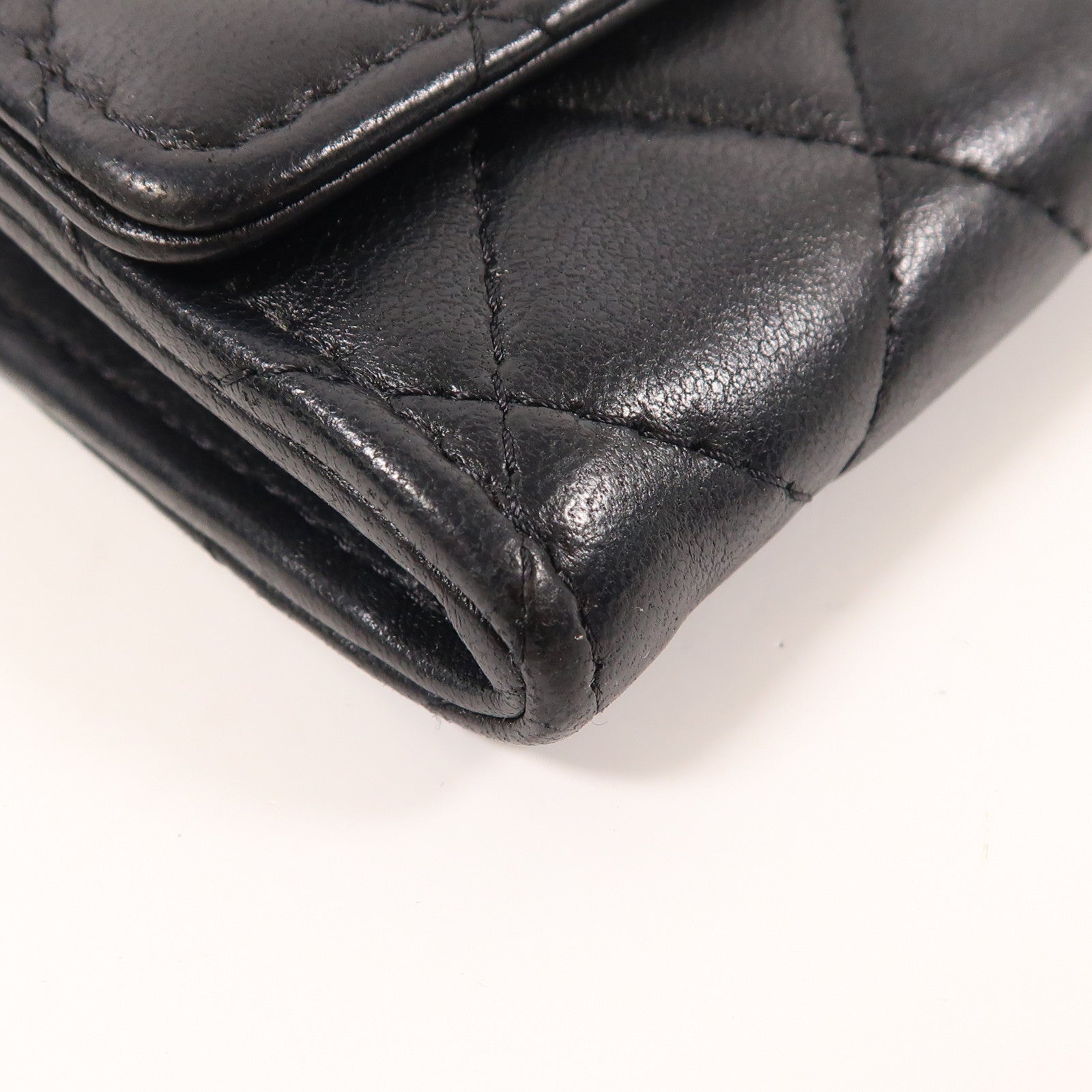 CHANEL 羊皮皮革Long Wallet金扣長錢包