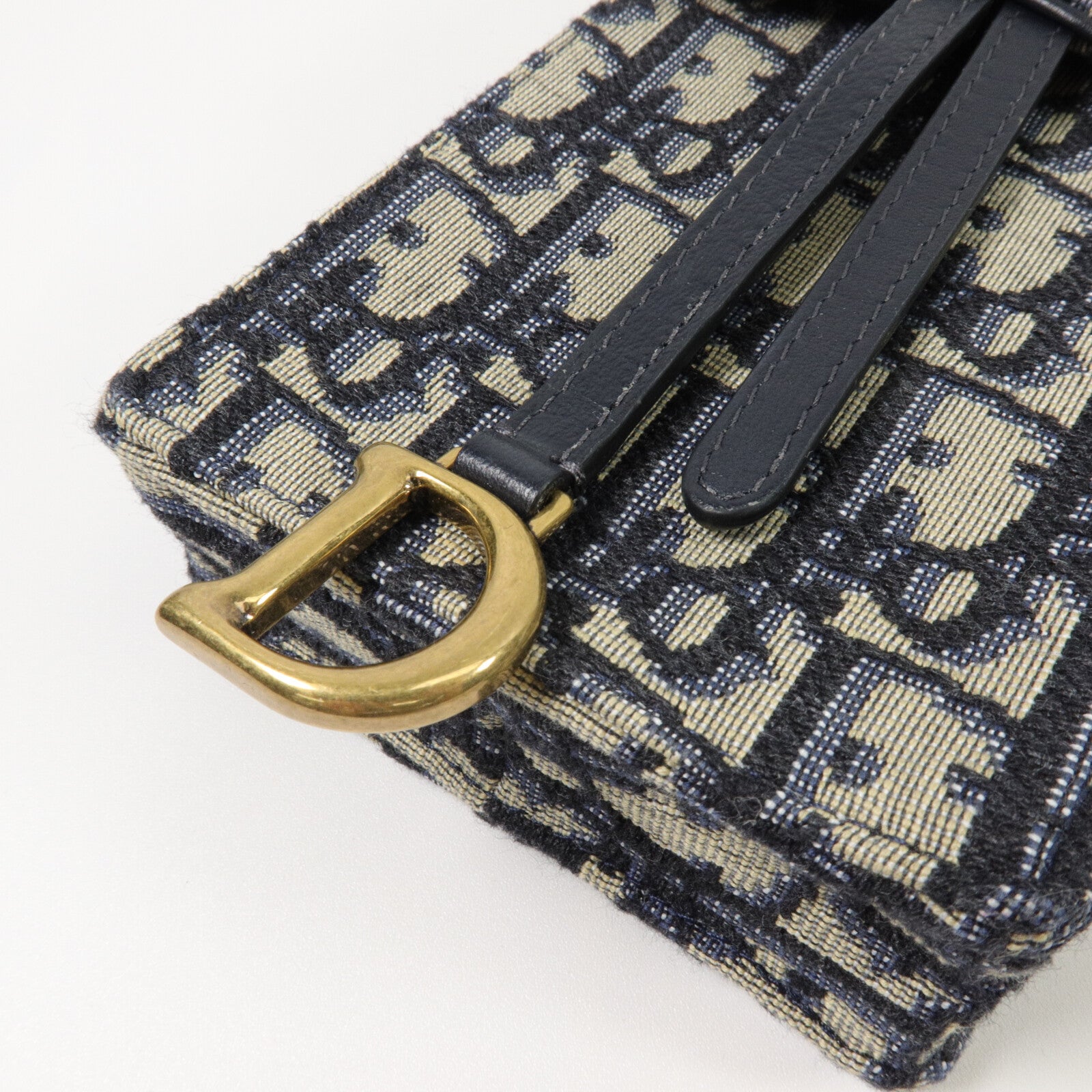 Dior 帆布Saddle Pouch鏈帶手機袋