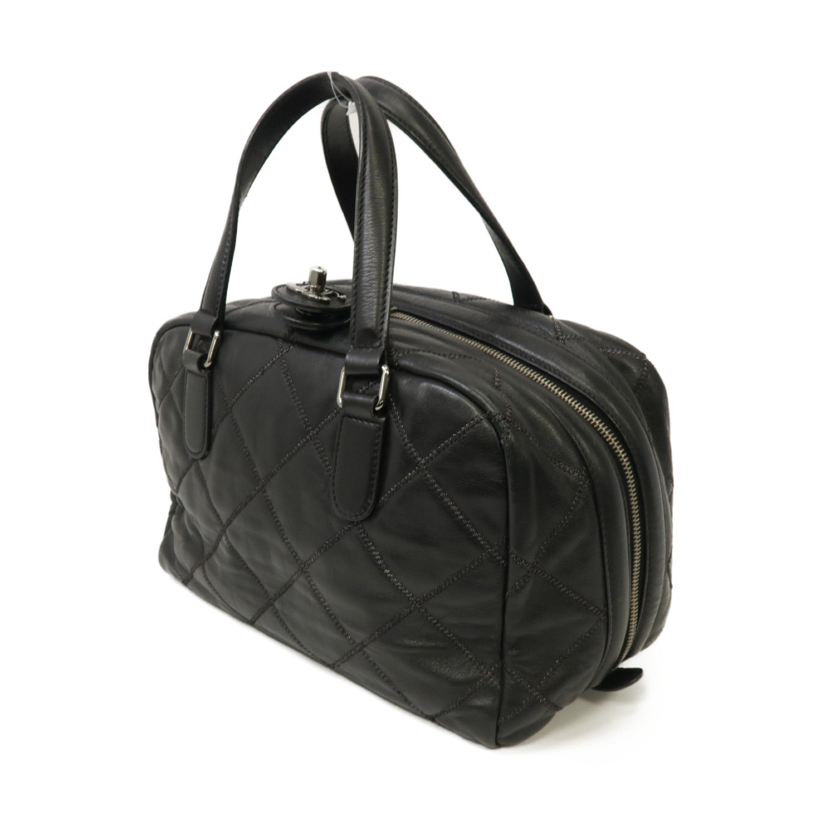 CHANEL 【激減優惠】牛皮皮革Totebag銀扣手挽袋黑色