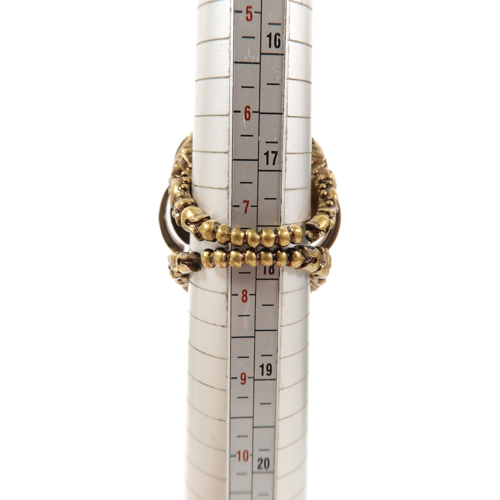 GUCCI 金屬Ring戒指黑色/金色US#7.5