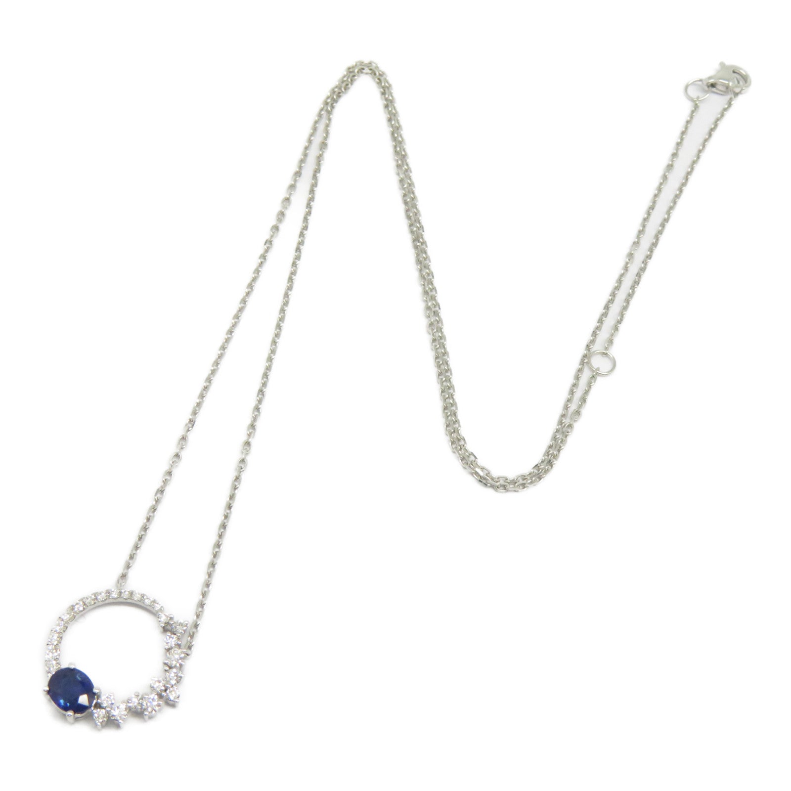 JEWELRY 【激減優惠】18K白金Sapphire Necklace 0.442ct藍寶石/0.27ct鑽石項鍊藍色/銀色